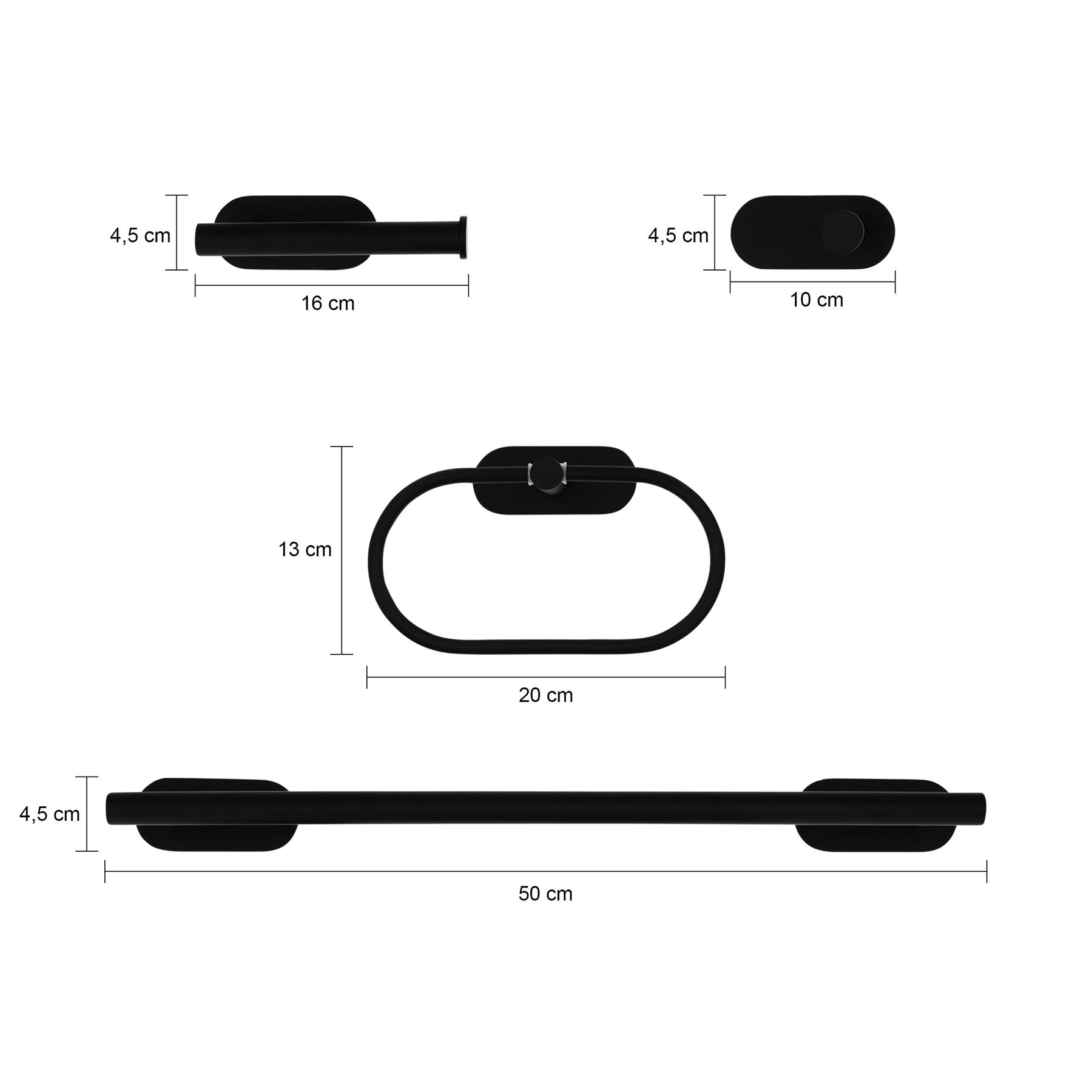QUVIO Badkamer accessoires set - 4 delig - RVS - Zwart