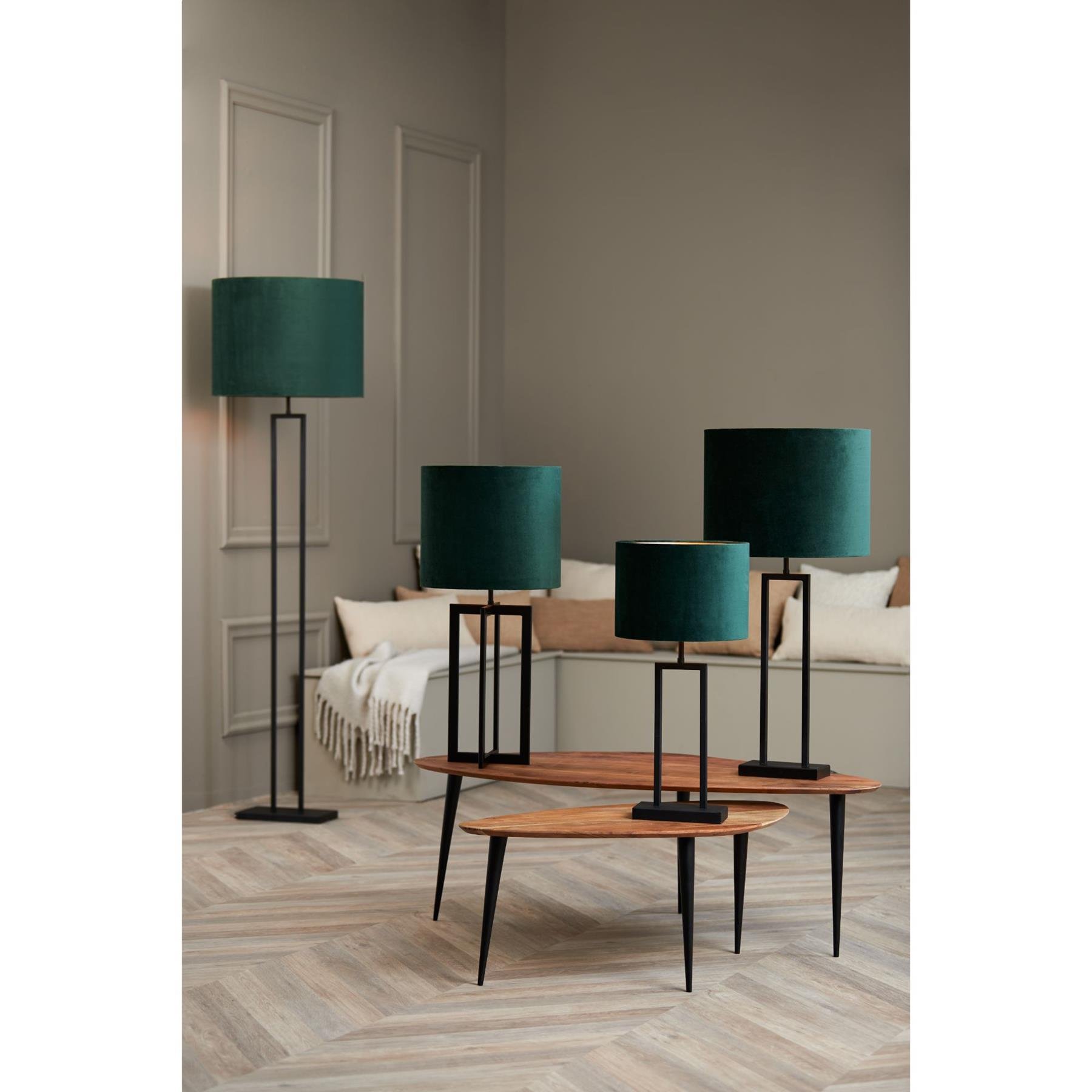 Light & Living Cilinder Lampenkap Velours - Dutch Green - Ø30x21cm