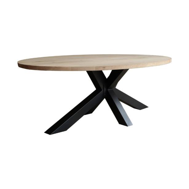 Old Inn Eettafel Eikenhout Ovaal Spinpoot 220x110cm