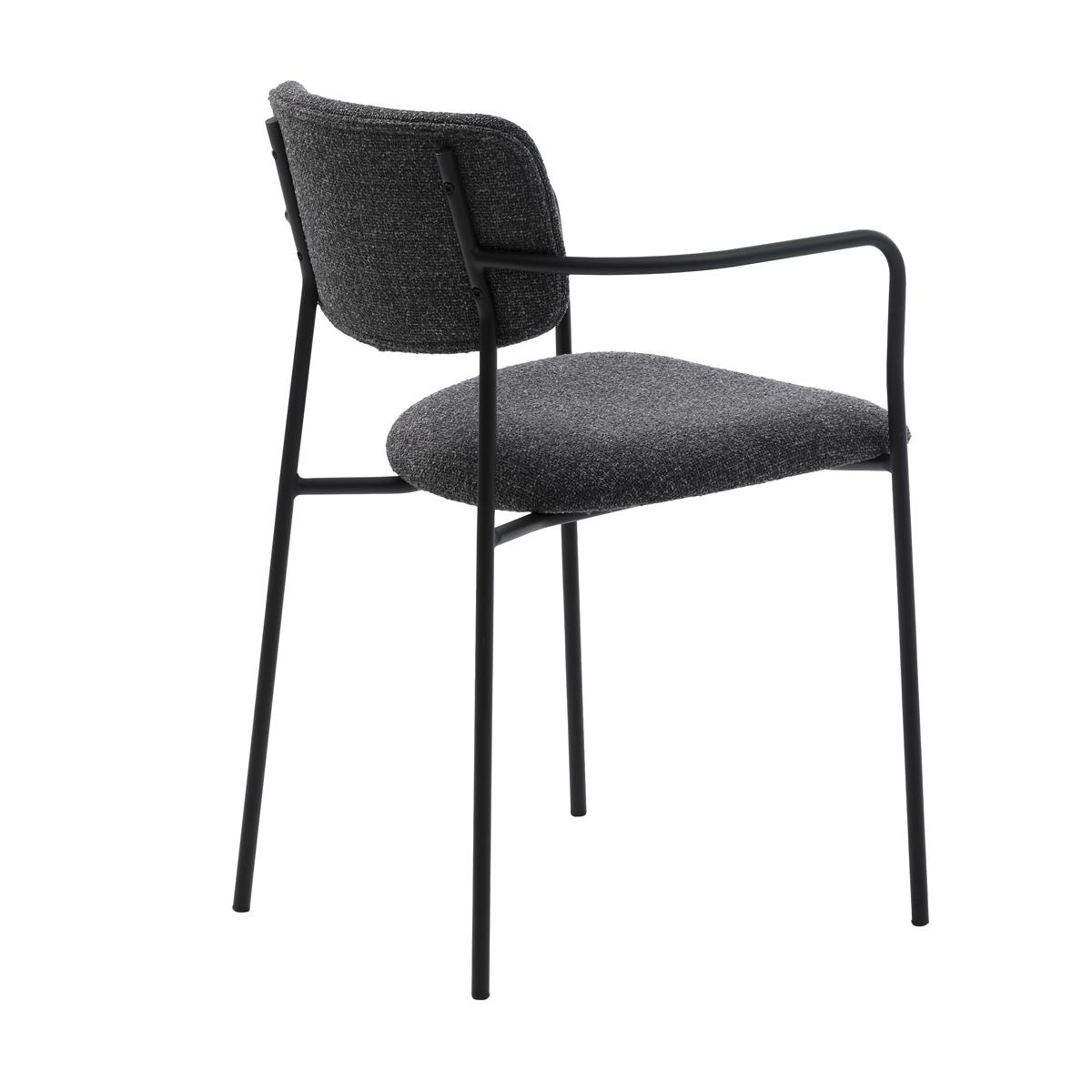 Giga Living - Eetkamerstoel Donkergrijs Stof - Zama - Set van 2