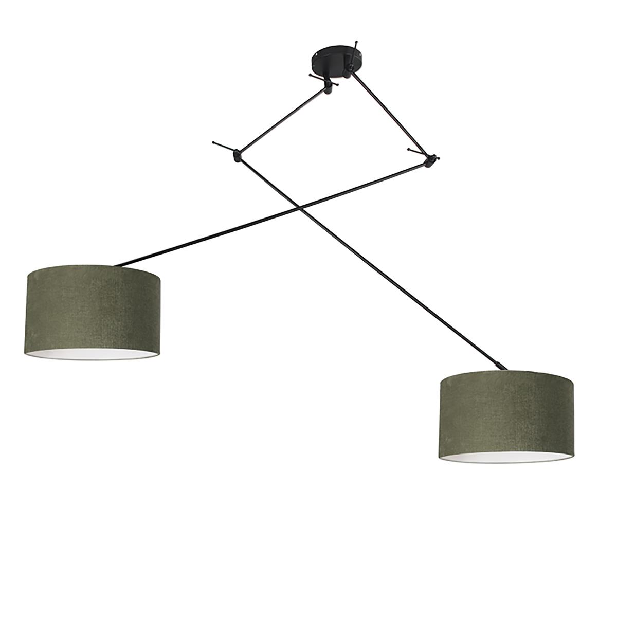 QAZQA Smart hanglamp zwart met kap 35 cm groen incl. 2 Wifi A60 -
