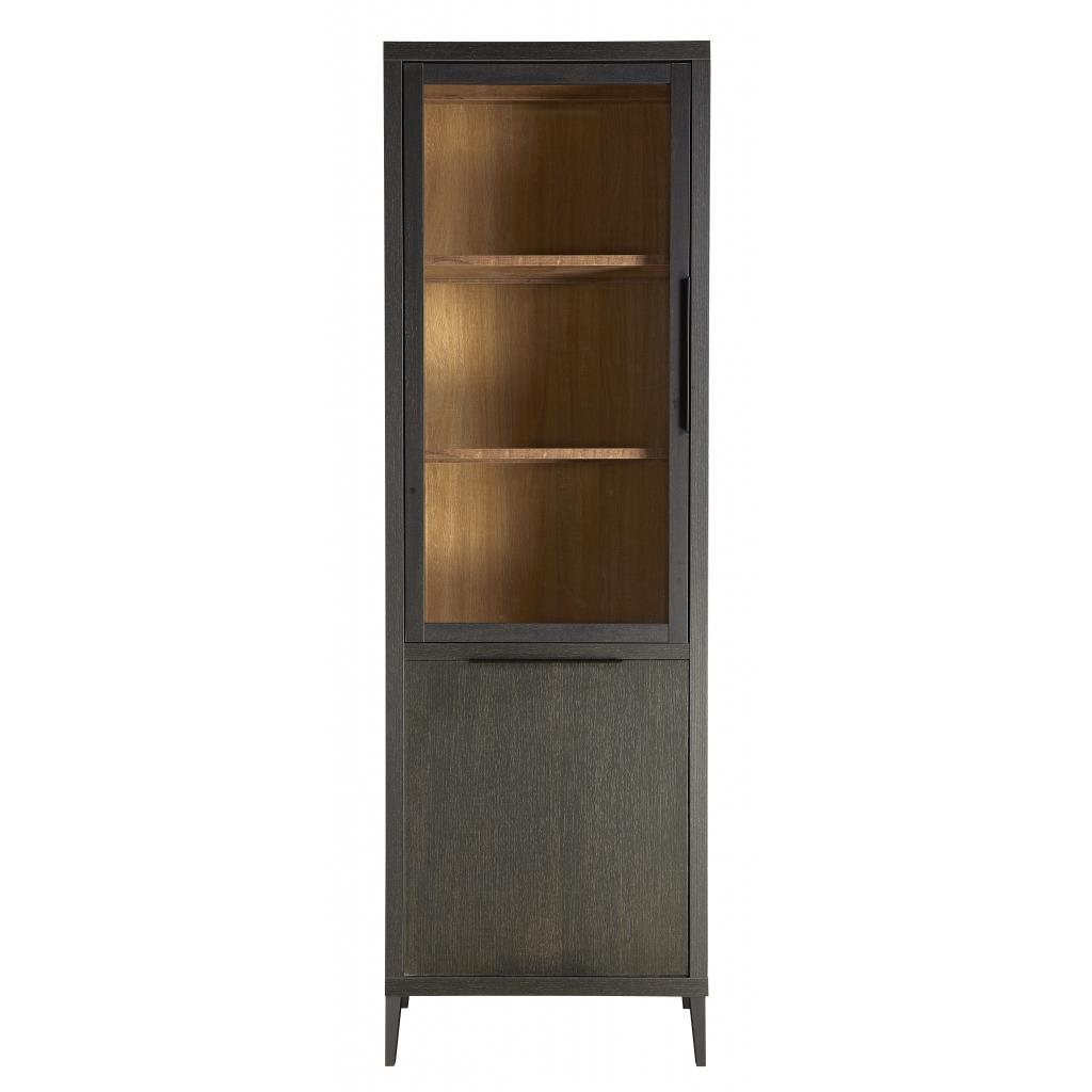 Vitrinekast Zwanenburg Antraciet|Hout - Naturel|Zwart MDF