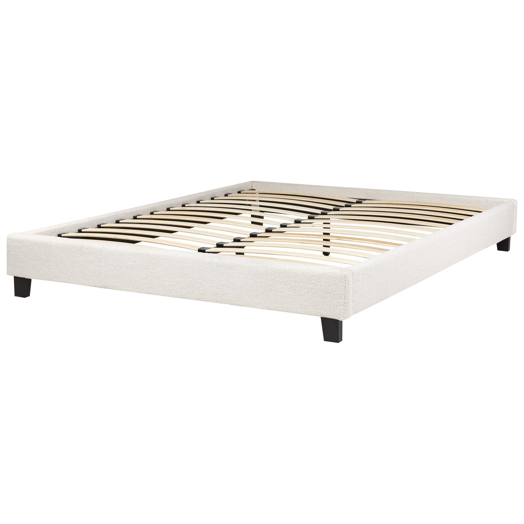 Beliani - ROANNE - Tweepersoonsbed - Crème - 160 x 200 cm - Bouclé