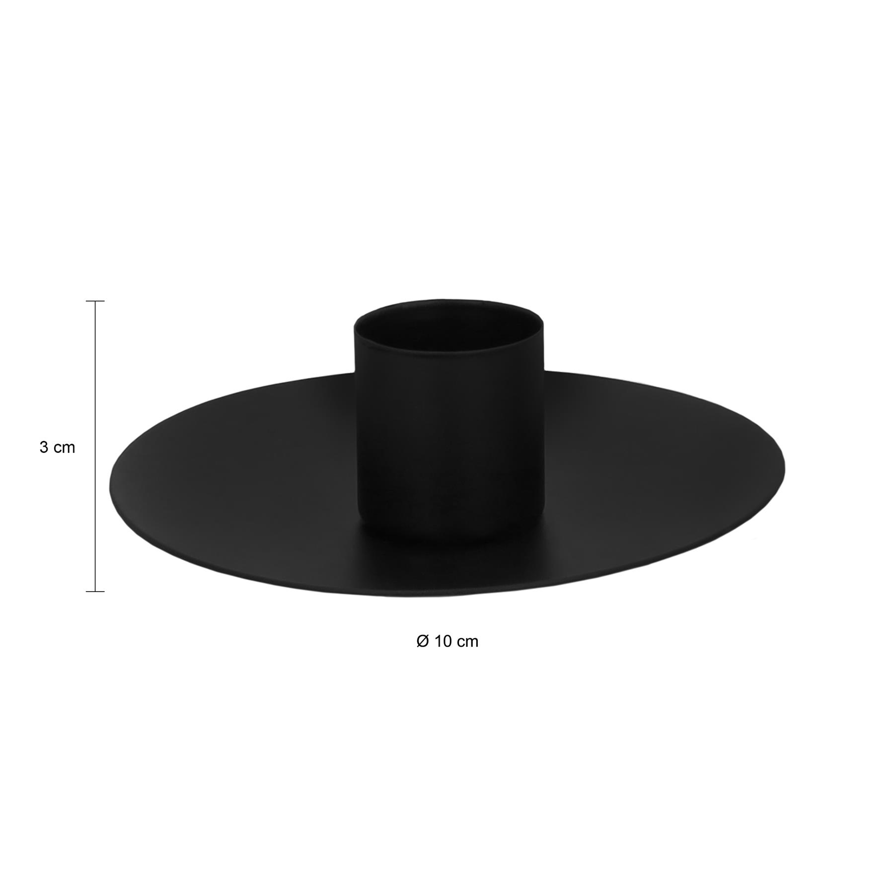 QUVIO Kaarsenstandaard rond -10 x 3 cm - Metaal - Zwart