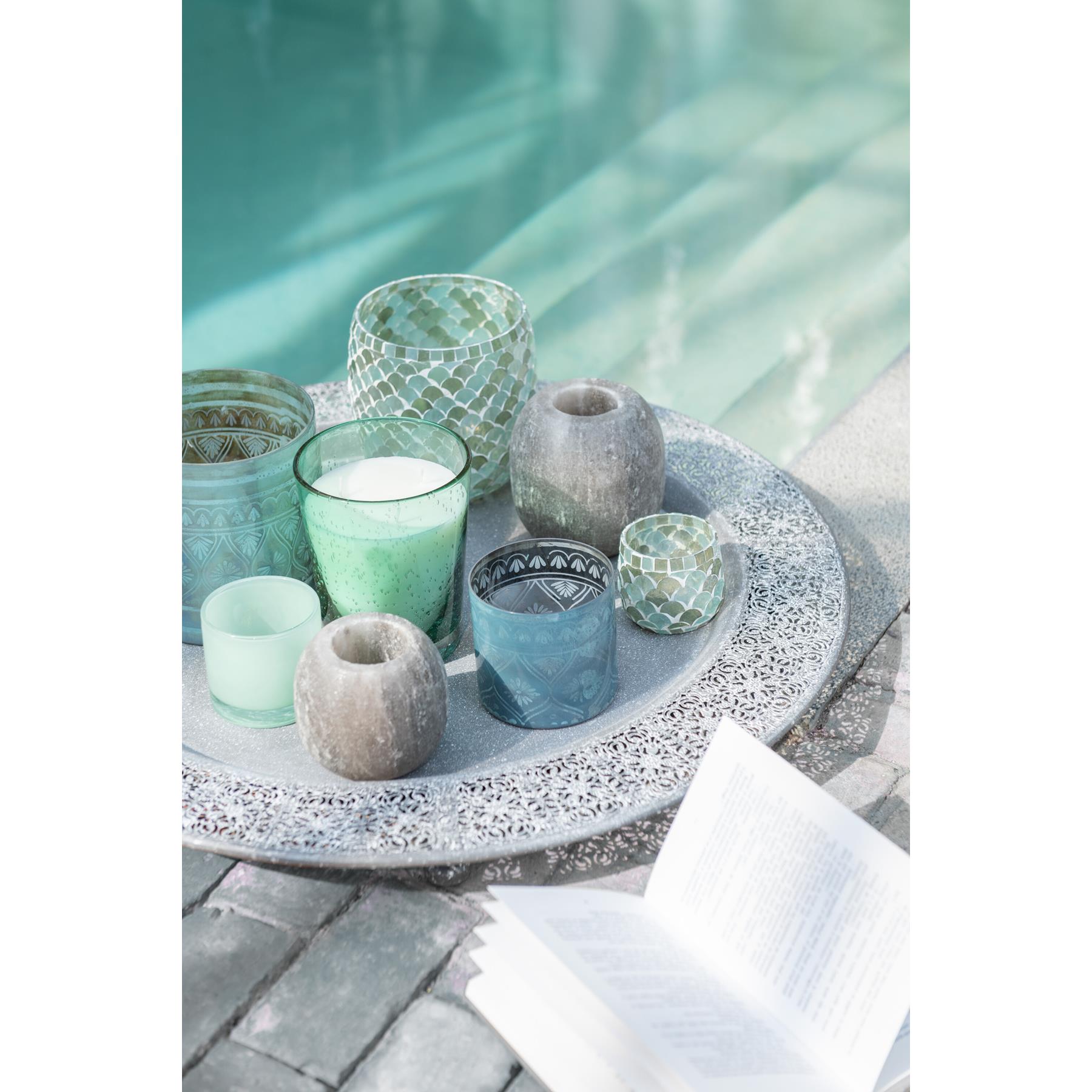 J-Line windlicht Jade - glas - lichtgroen - small