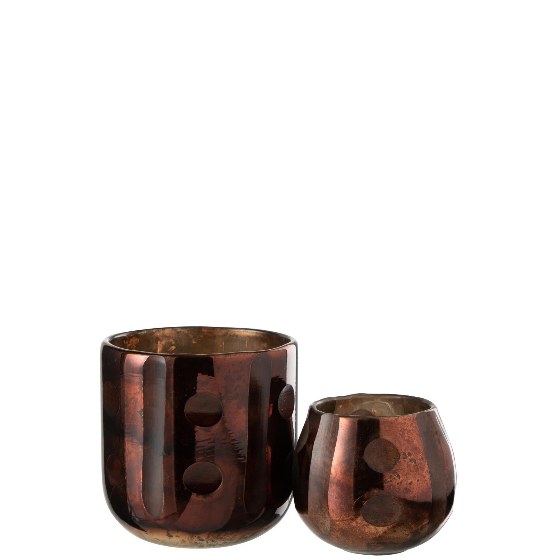 J-Line windlicht Coconut Cylinder - glas - bruin