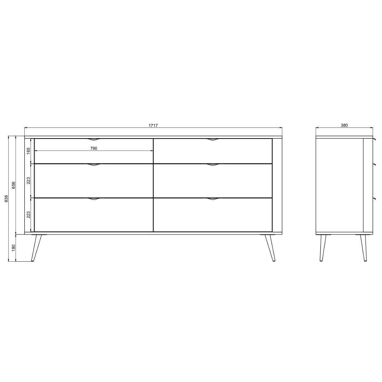 NADUVI Collection Dressoir Olivia 6 lades