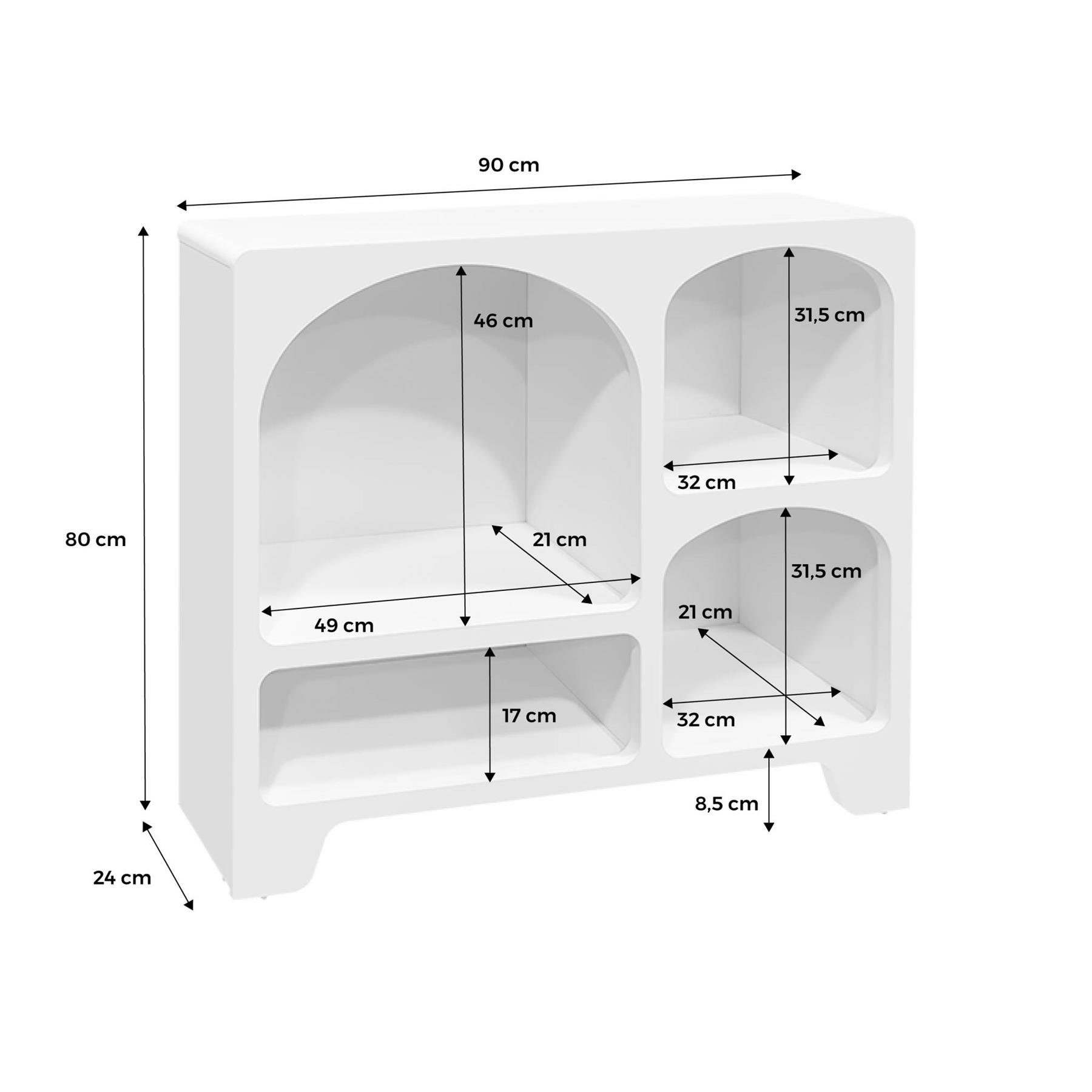 sweeek - Wit 4-vaks organisch dressoir, 90cm