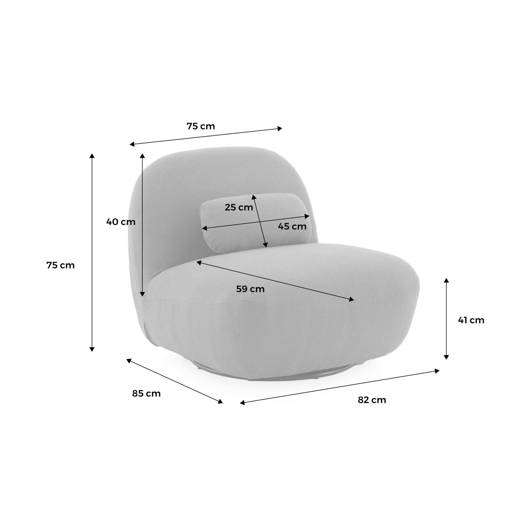 sweeek - Draaiende fauteuil 360° met gestructureerde bouclette en