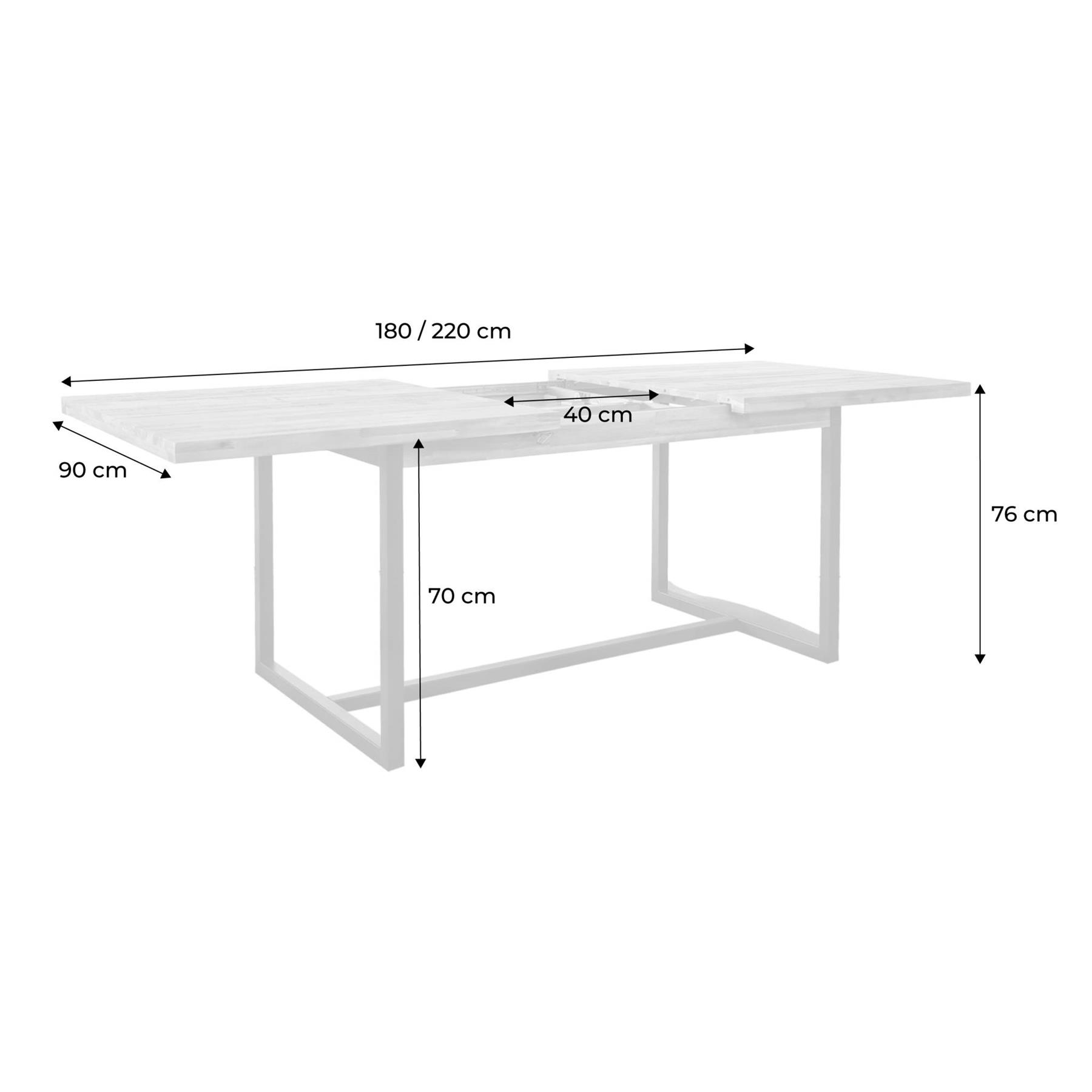 sweeek - Uitschuifbare eettafel 180-200cm, acaciahout en metaal,