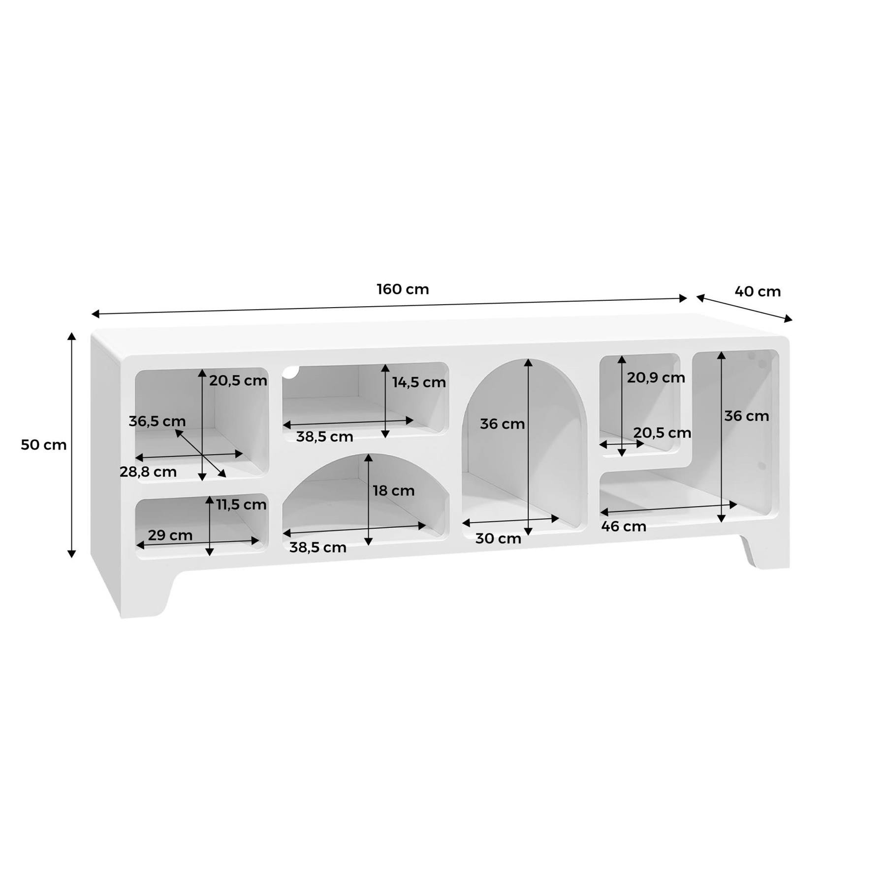 sweeek - Wit hout effect organisch tv-meubel, 160cm