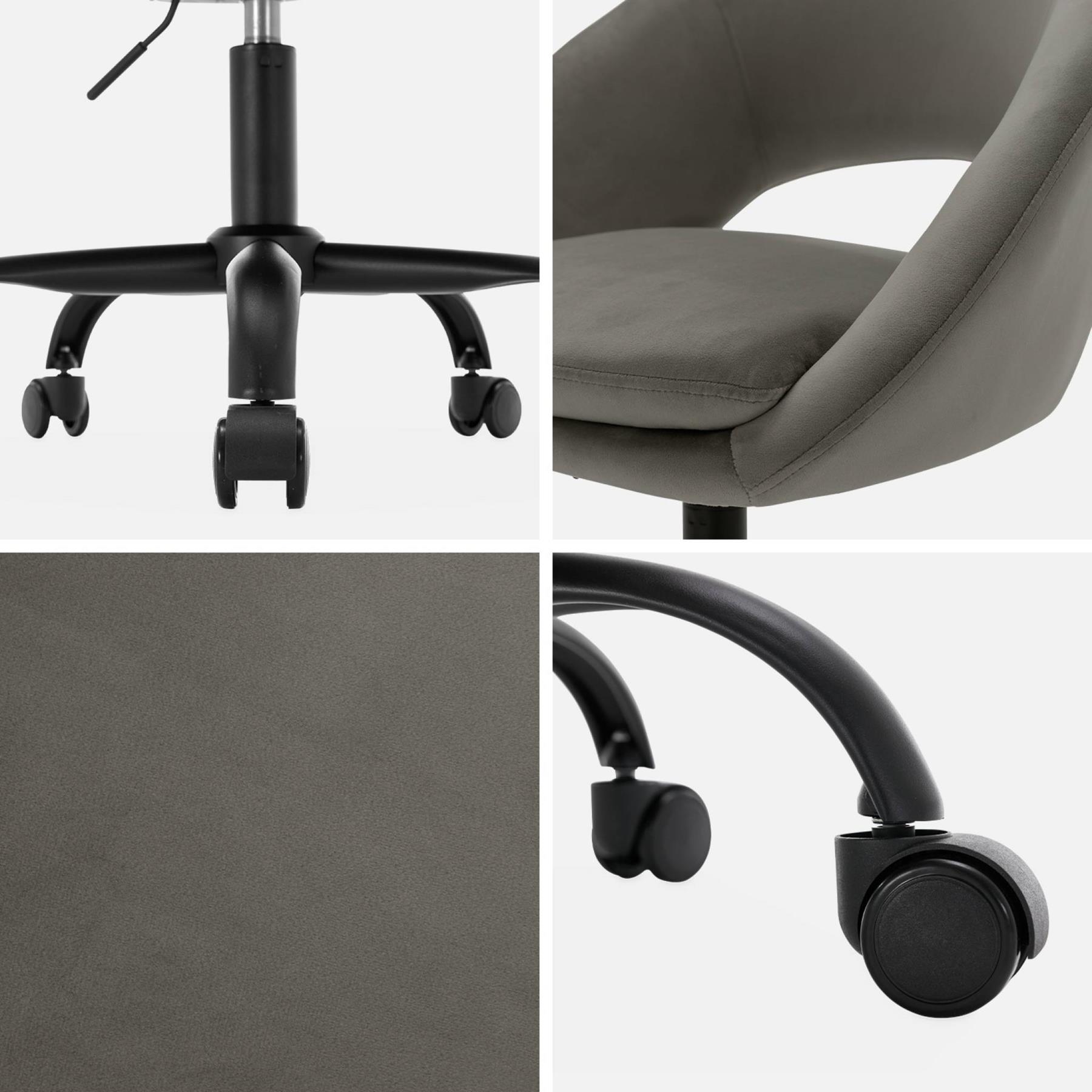 sweeek - Bureaustoel met velours bekleding en metalen wielen
