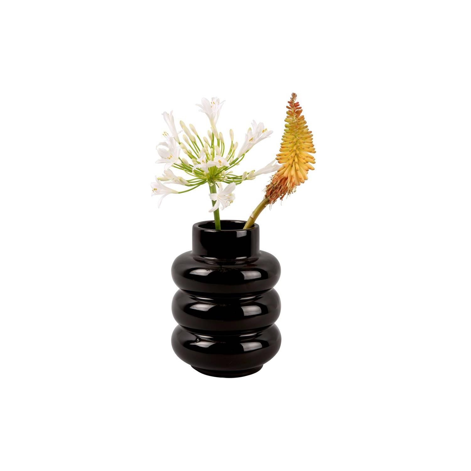 present time - Vase Bobbly Glazed ceramic medium black