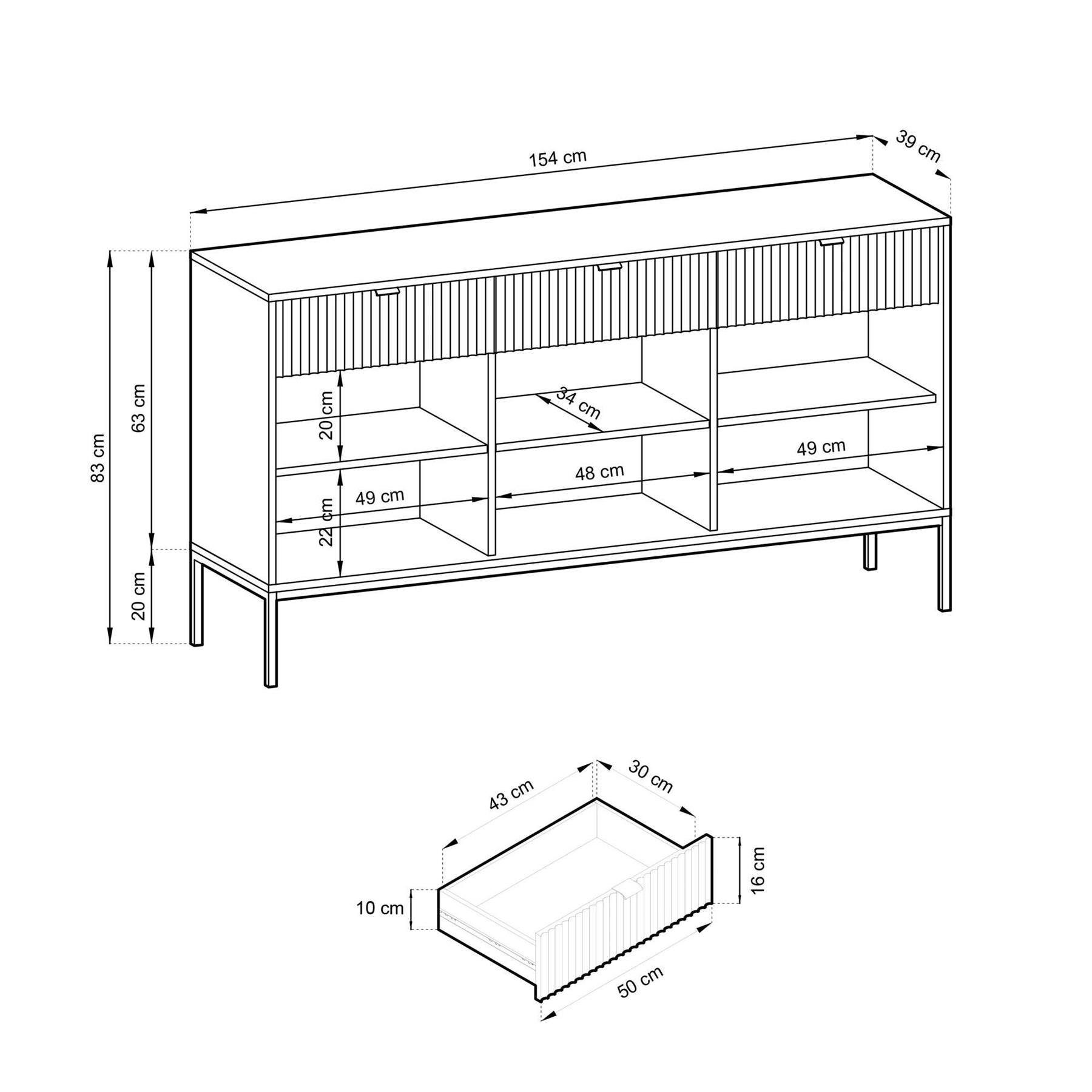 NADUVI Collection Dressoir Louis 3 deurs 3 lades