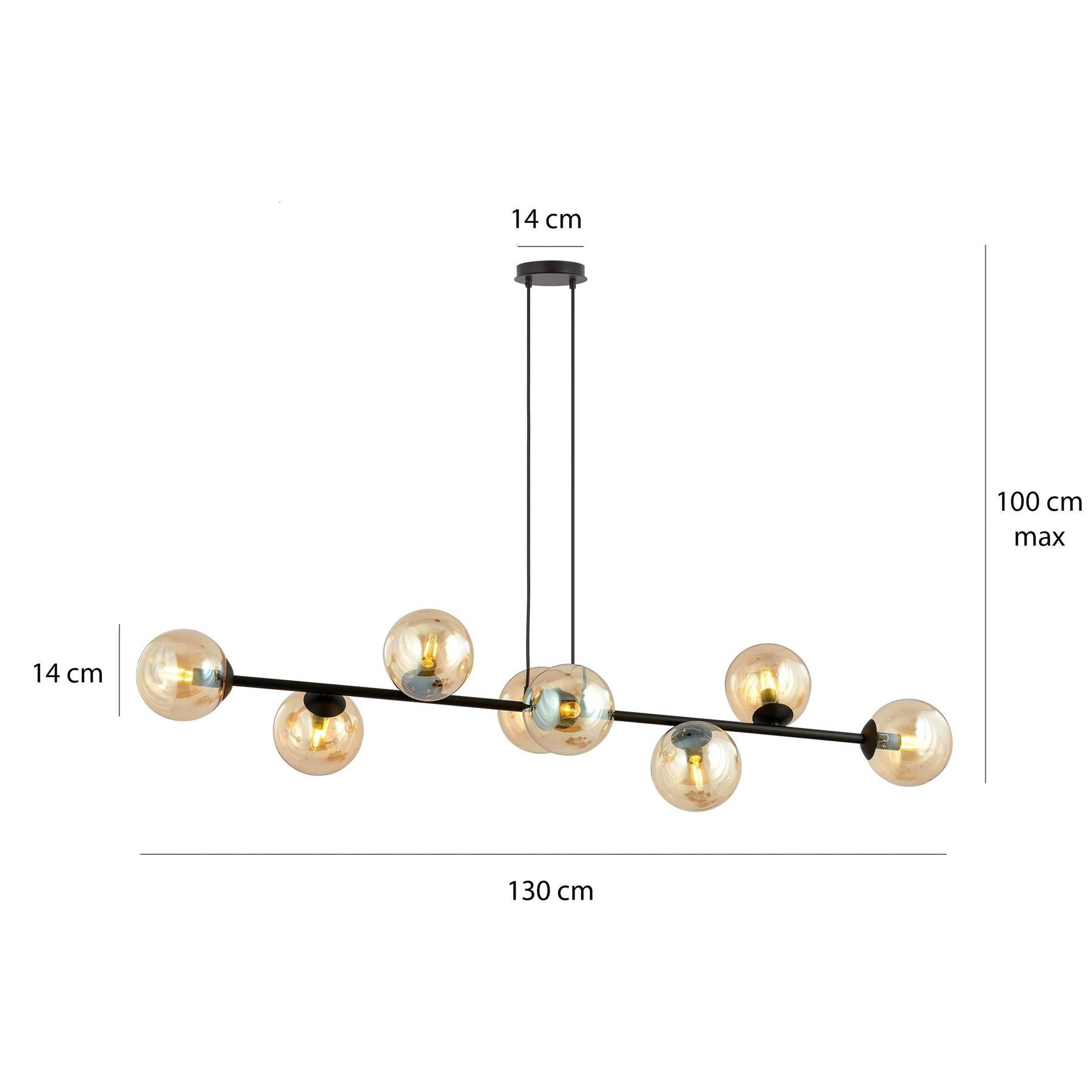 NADUVI Collection Zwarte hanglamp eettafel Valentino 8-lichts