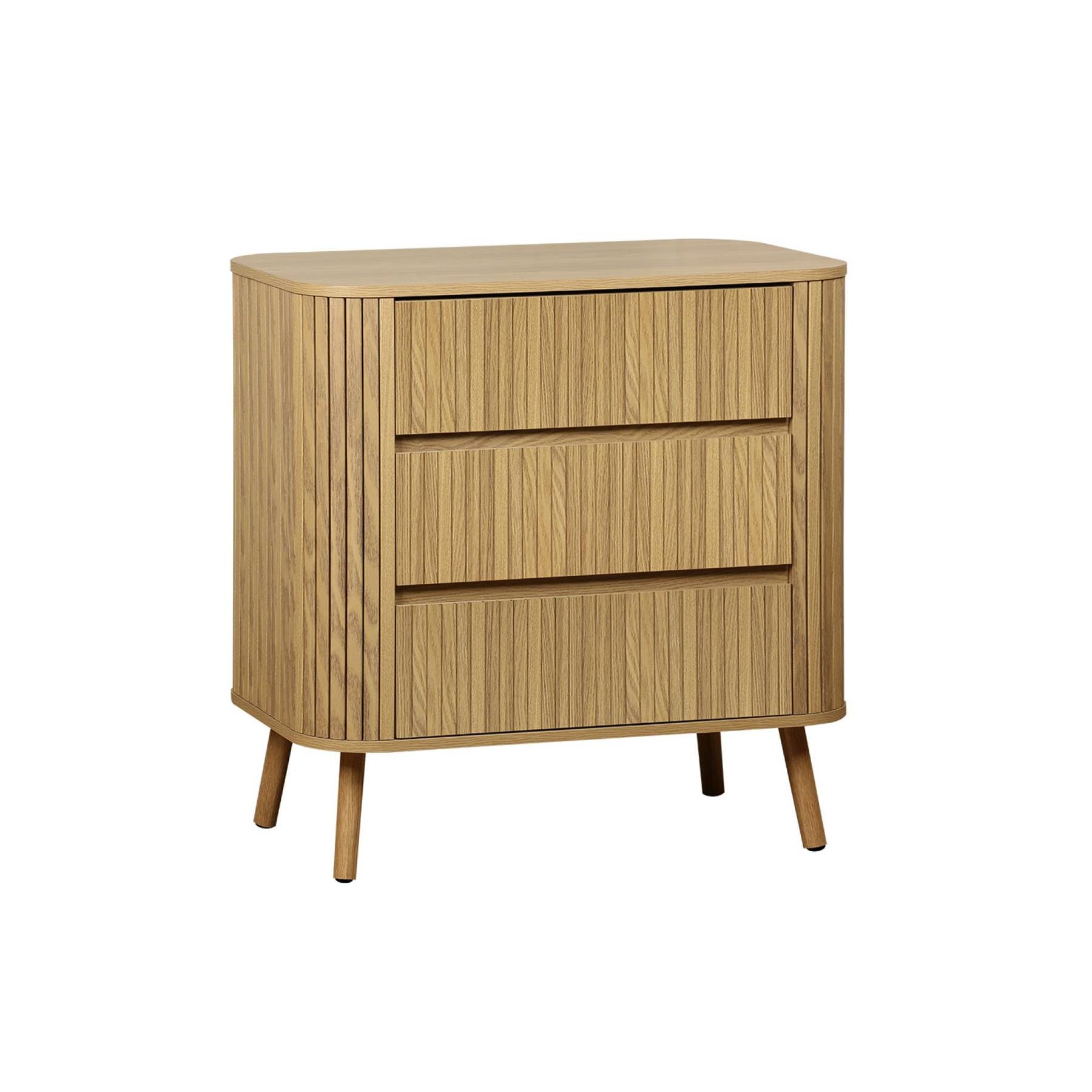 sweeek - Ladekast met 3 laden, naturel gestreept decor