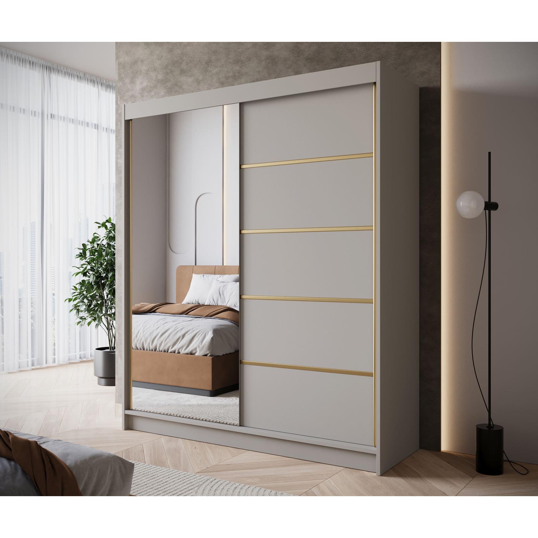 Meubella Kledingkast Eagle - Beige - 180 cm - Met spiegel