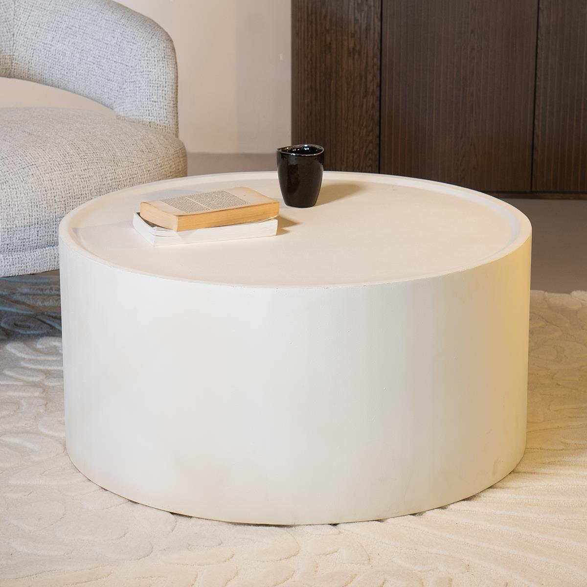 Giga Meubel - Salontafel Rond Ø80cm - Beige Betonlook - Jelka