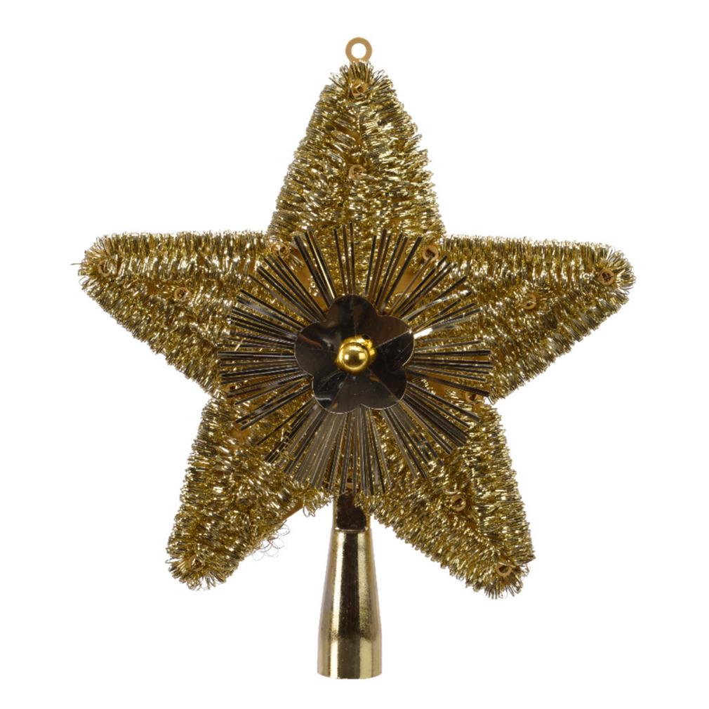 Decoris Kerstboompiek - goudkleurig - ster piek - 23 cm