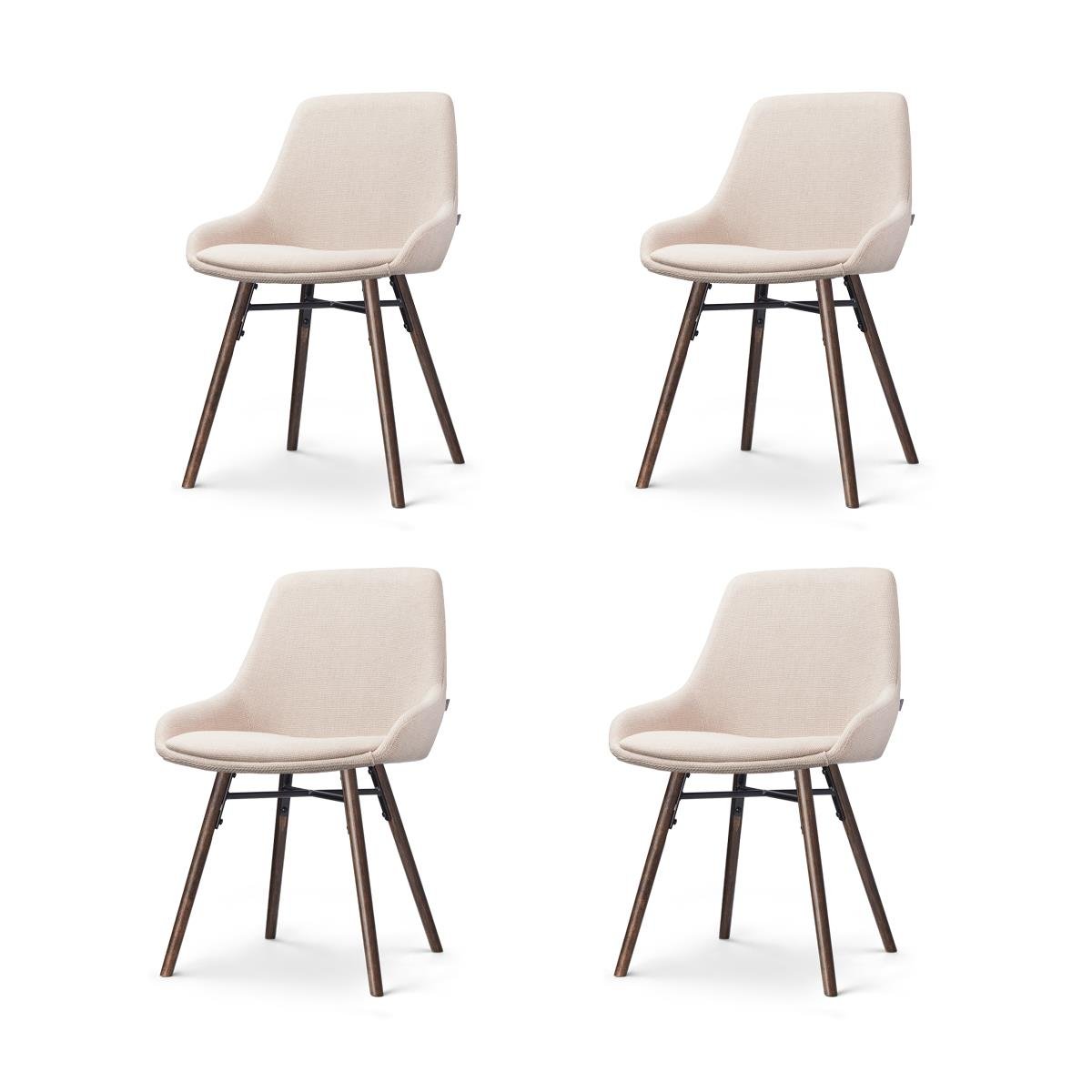 Nolon Nena-Isa Eetkamerstoelen Set van 4 - Beige - Walnoot