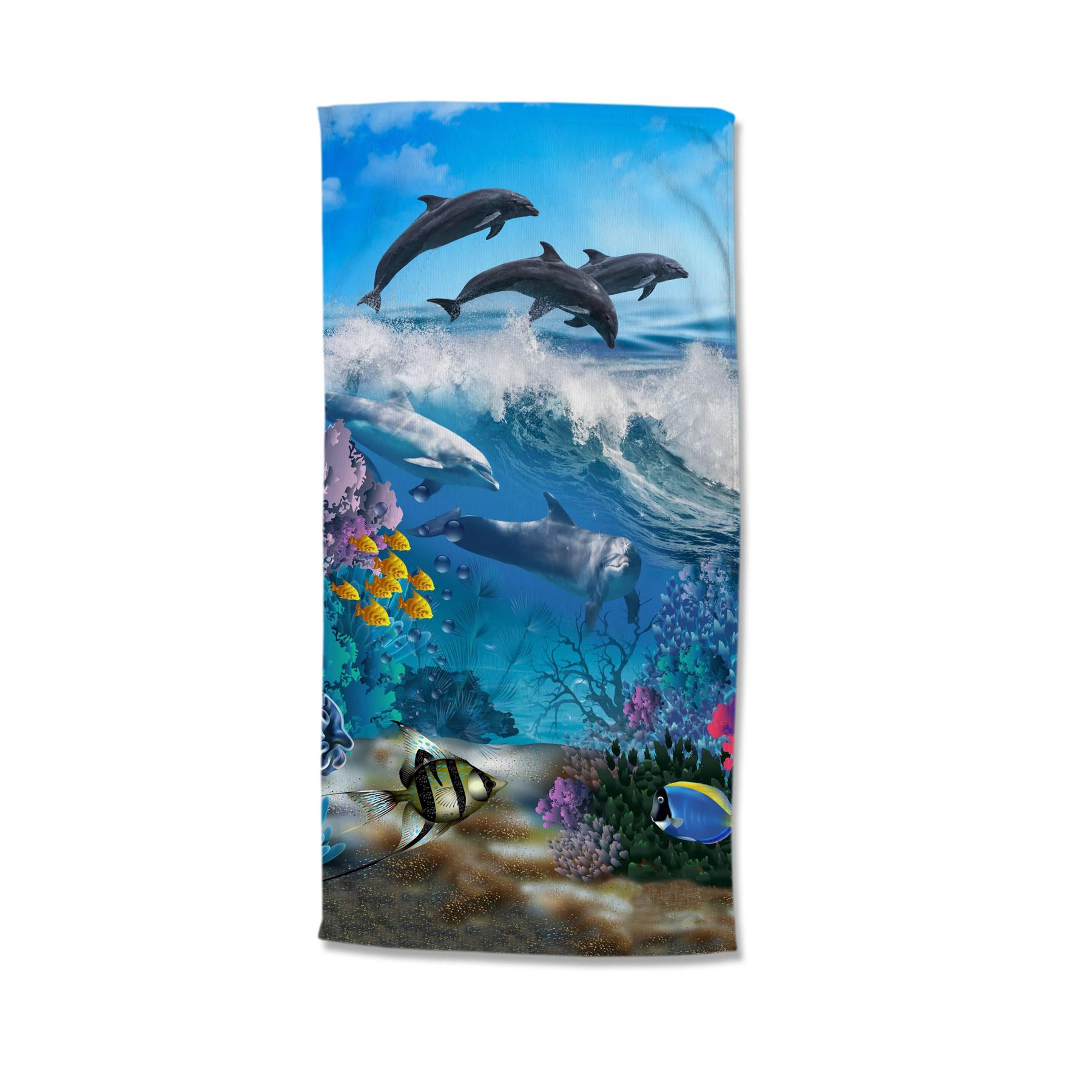 Good Morning Kinder Strandlaken Velours Andre 75x150cm - blue