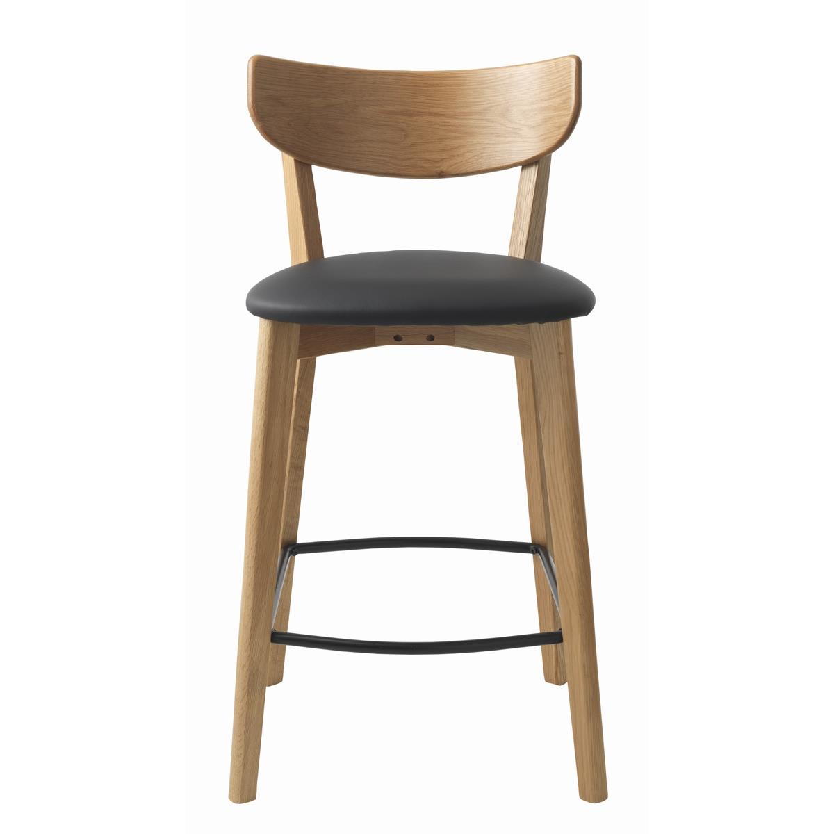 Hygge Interiors Pero Counterstoel Eiken | Zwart PU-Leer set van 2