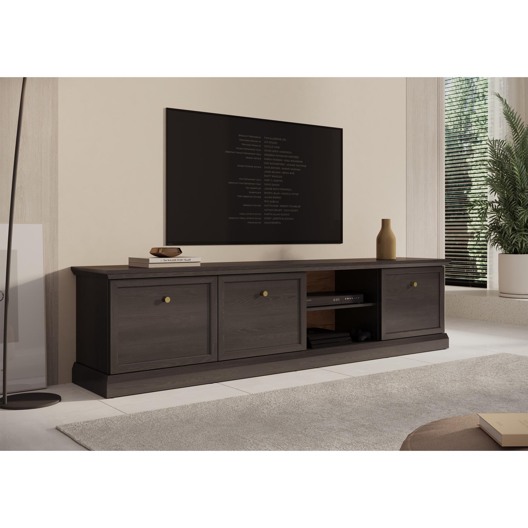 Meubella TV-Meubel Leroy - Zwart eiken - 206 cm