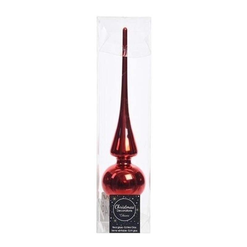 Decoris Kerstboompiek - rood - glazen piek - 26 cm