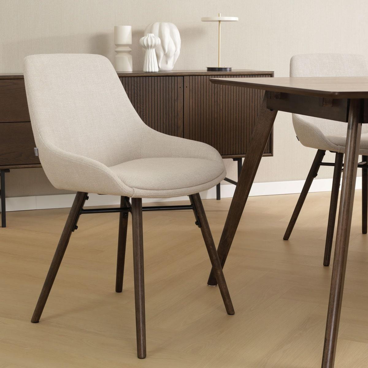 Nolon Nena-Isa Eetkamerstoelen Set van 4 - Beige - Walnoot