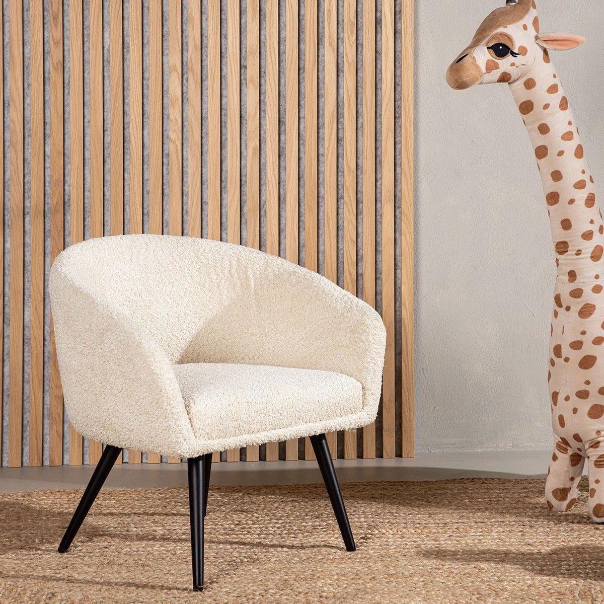 Nest living Annika kinderfauteuil teddystof - gebroken wit