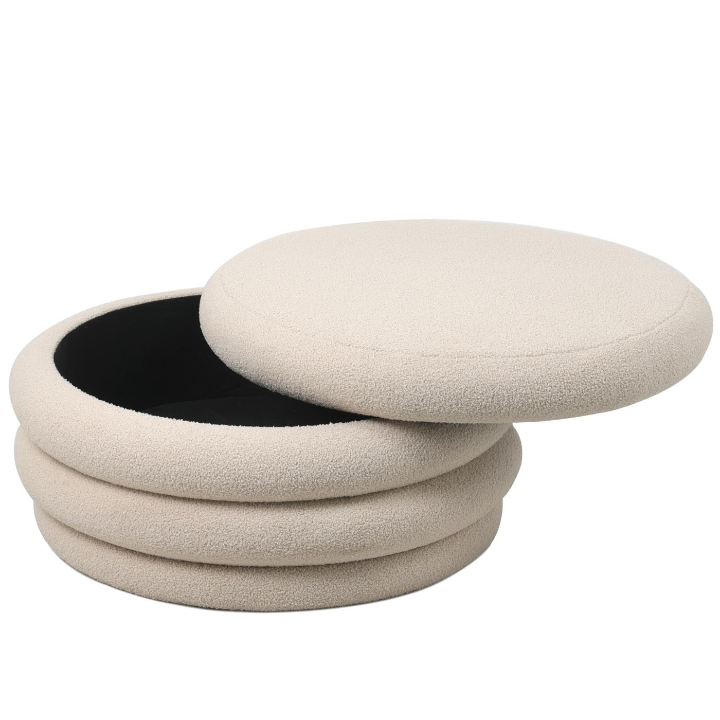 Giga Meubel - Poef Beige Met Opbergruimte - Japandi Stijl