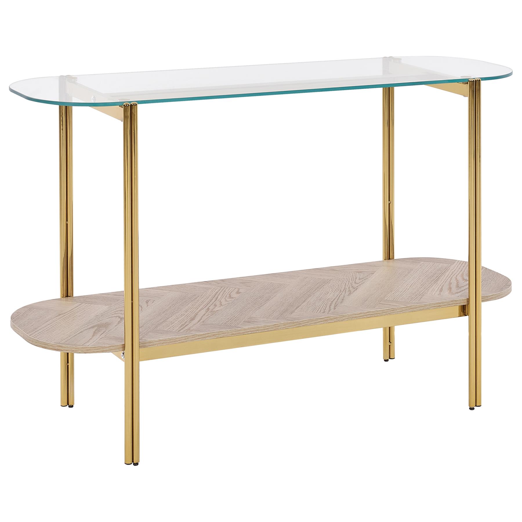 Beliani - LOVELL - Sidetable - Lichtbruin|Goud - Hout