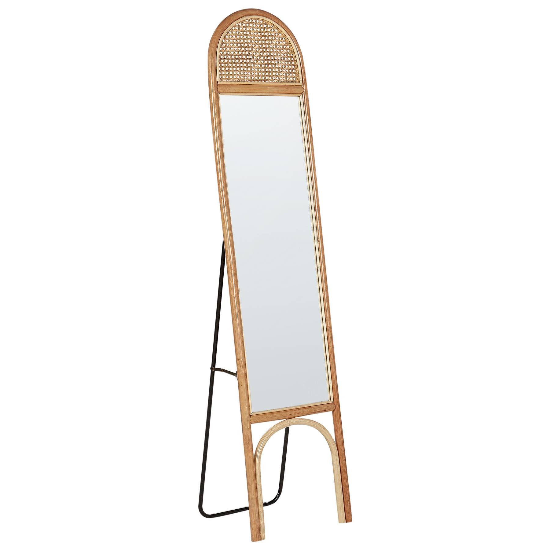 Beliani - BRUSSEY - Staande spiegel - Naturel - Rotan