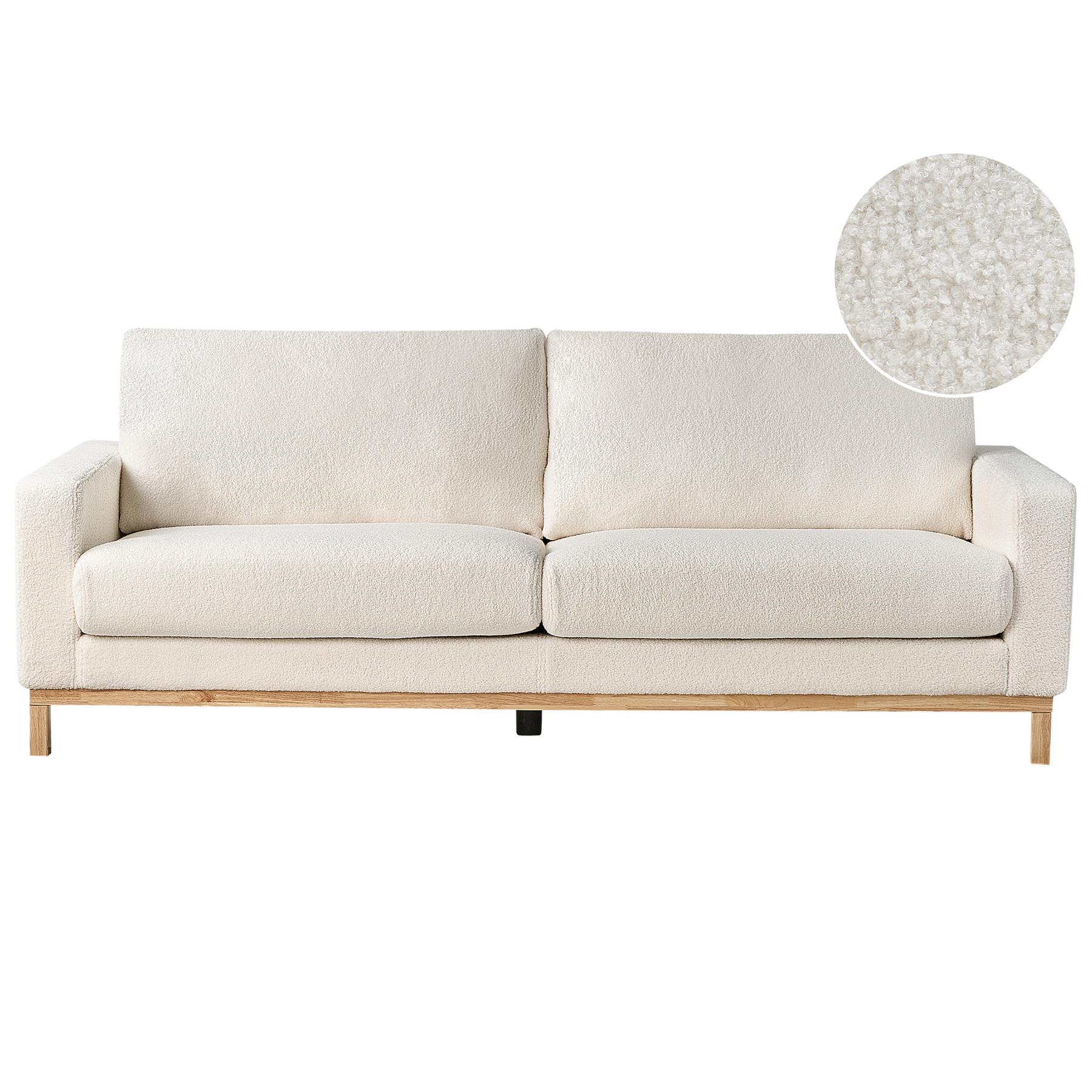 Beliani - SIGGARD - Driezitsbank - Wit - Bouclé