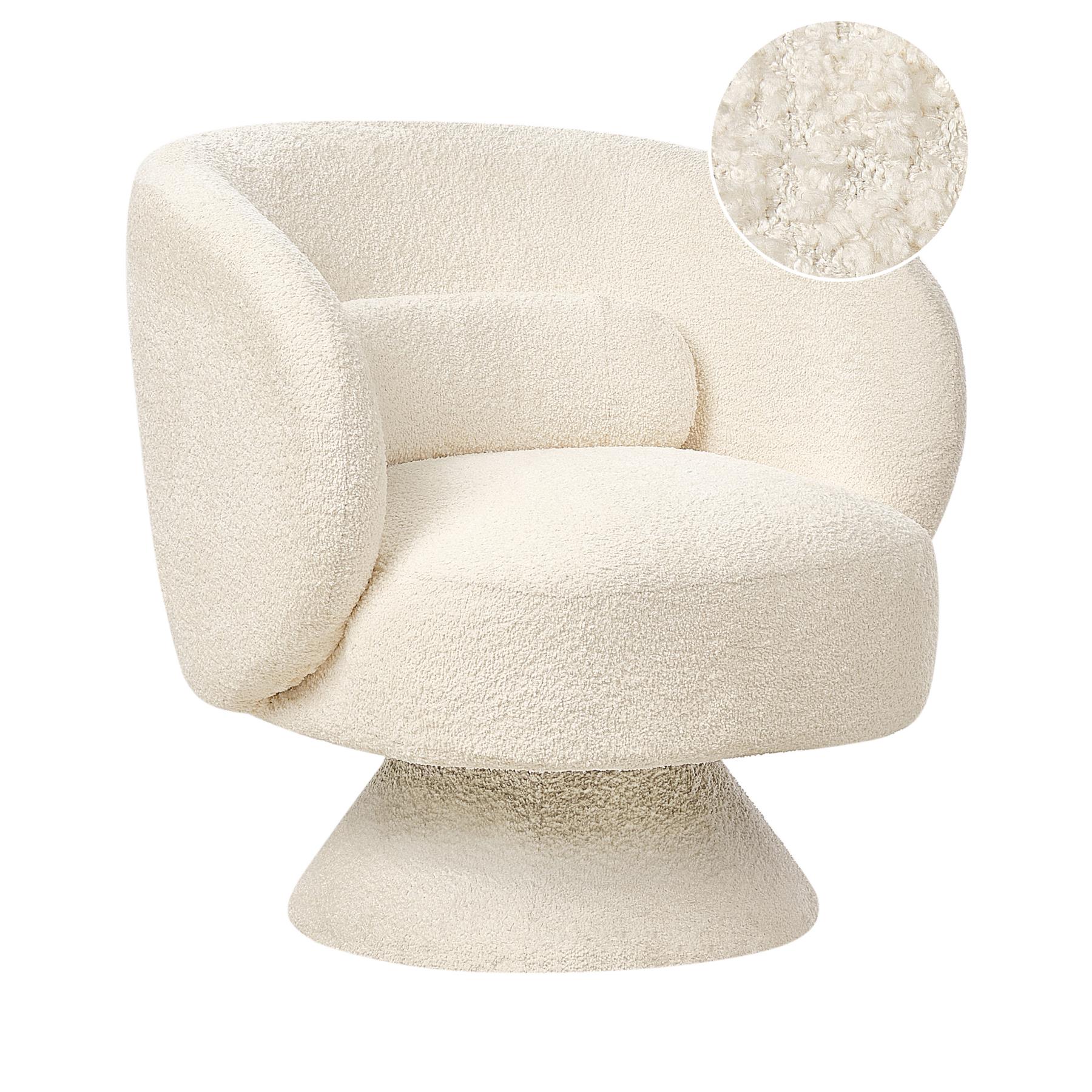 Beliani - LIEKSA - Fauteuil - Gebroken wit - Bouclé