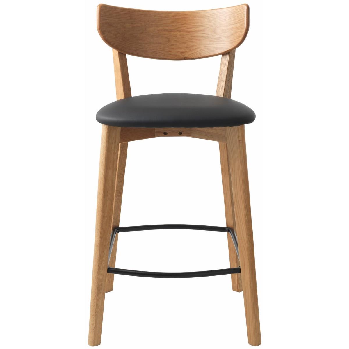 Hygge Interiors Pero Counterstoel Eiken | Zwart PU-Leer set van 2