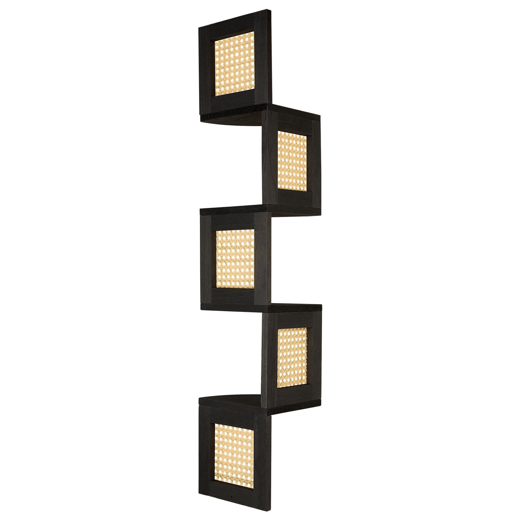 Beliani - ALDER - Boekenkast - Licht hout|Zwart - Glasvezel