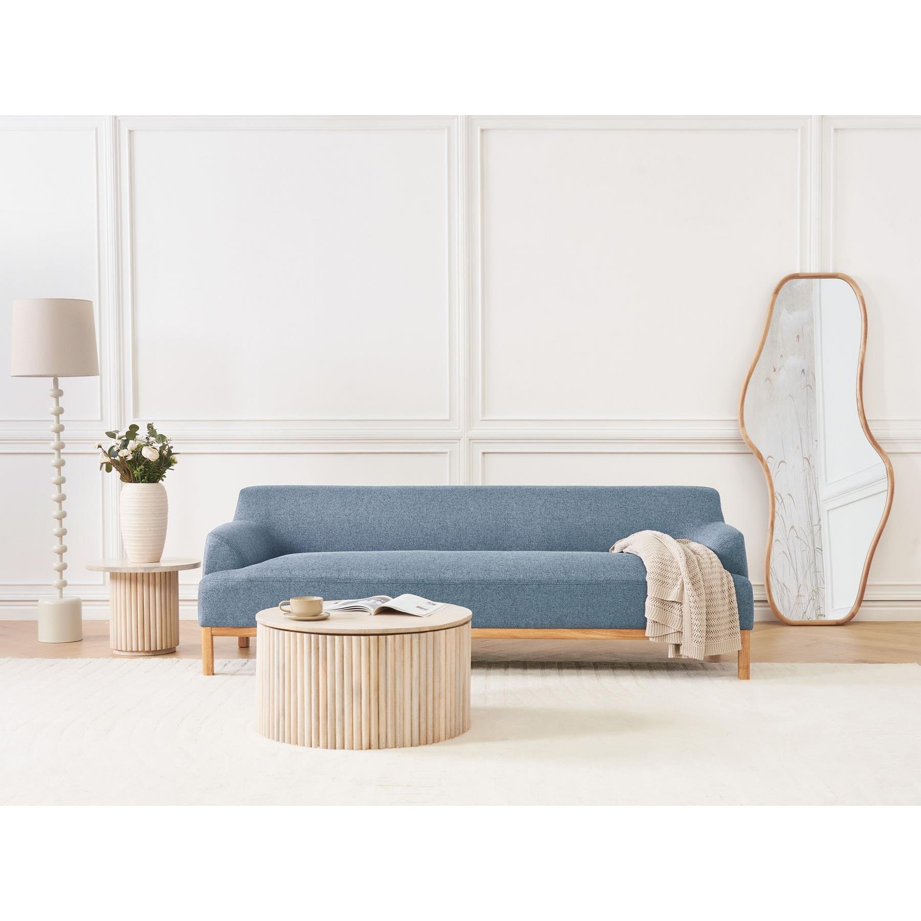 Beliani - SOSJO - Driezitsbank - Blauw - Polyester