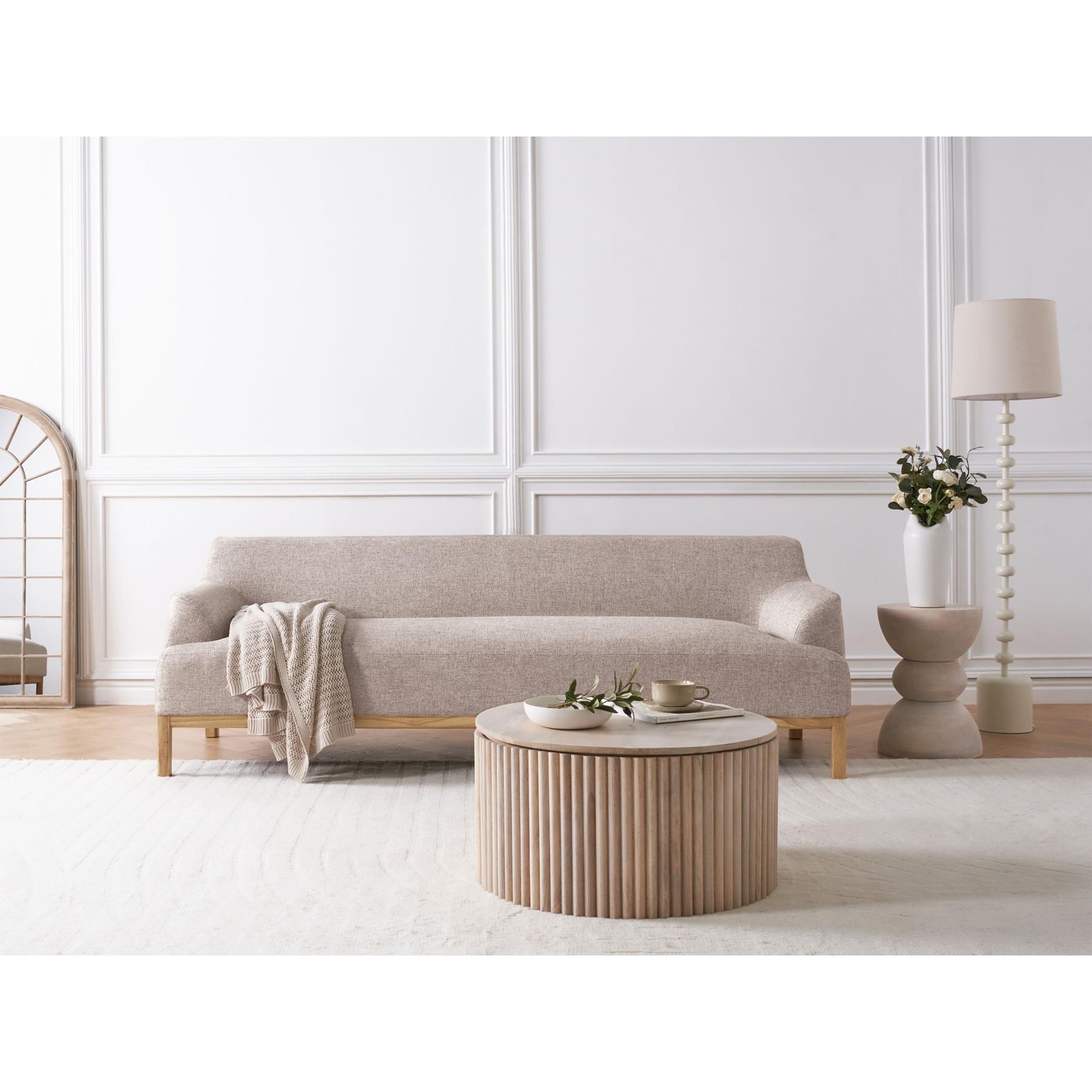 Beliani - SOSJO - Driezitsbank - Lichtbruin - Polyester