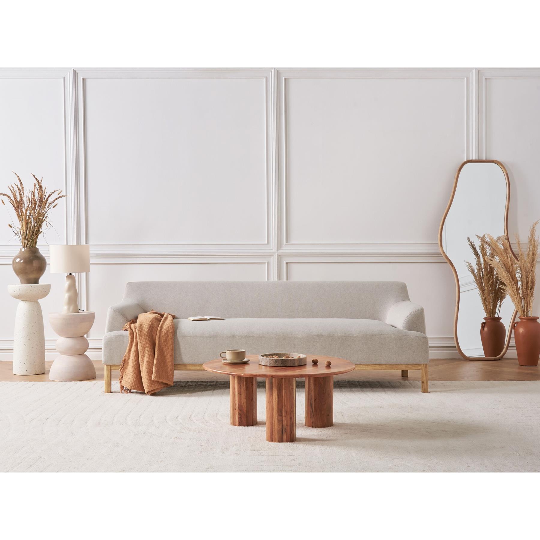 Beliani - SOSJO - Driezitsbank - Lichtbeige - Polyester
