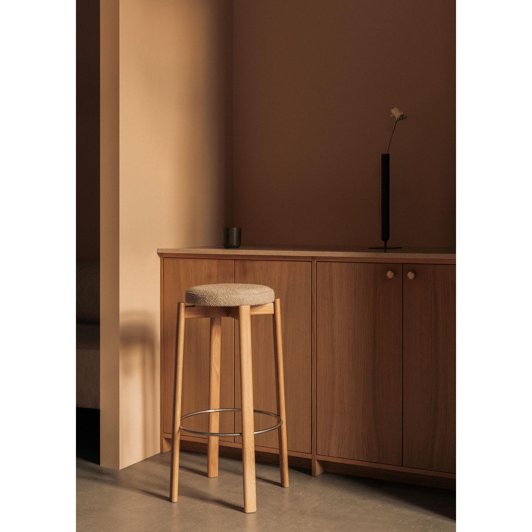 Audo Copenhagen Passage barkruk H76 naturel eiken Bouclé Beige