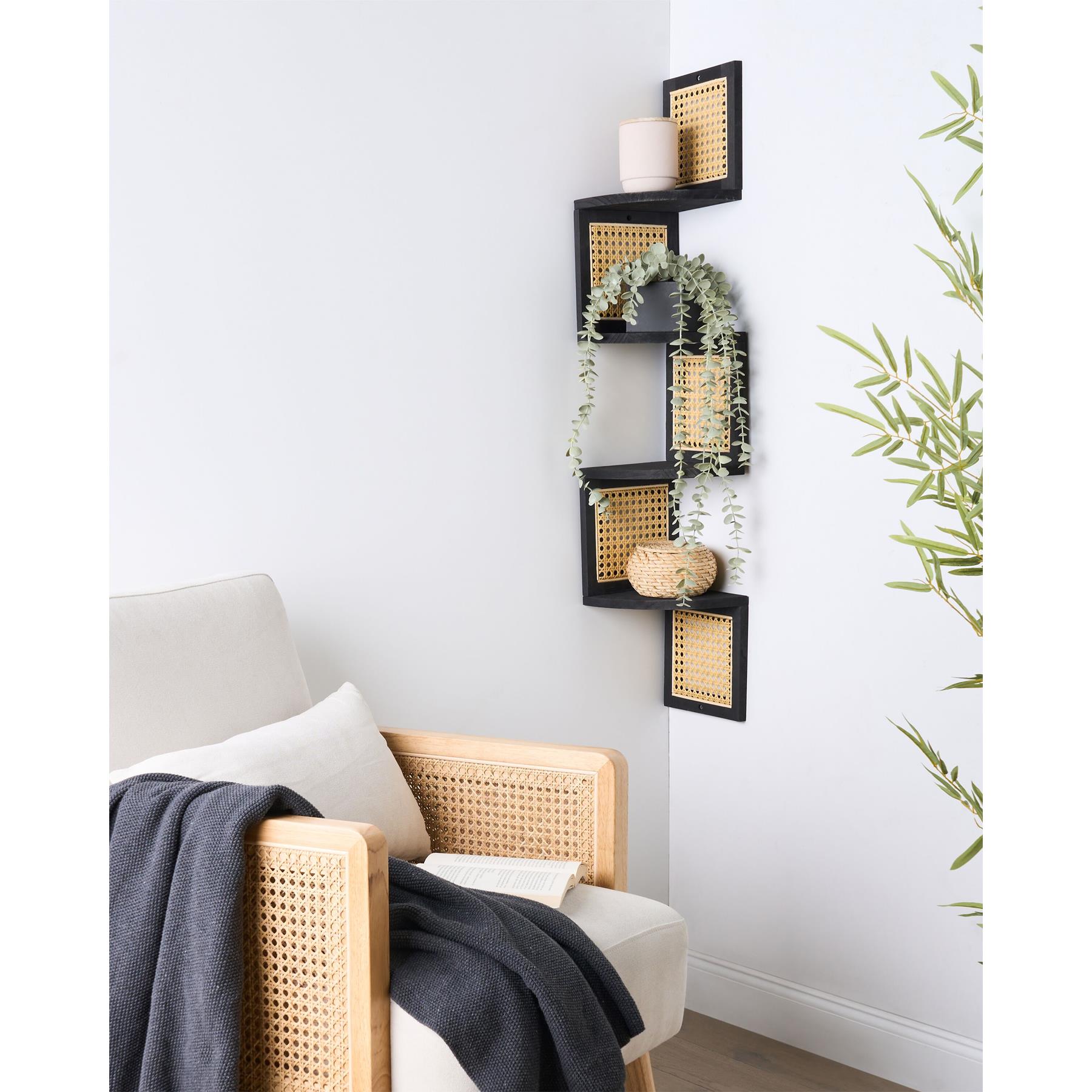 Beliani - ALDER - Boekenkast - Licht hout|Zwart - Glasvezel