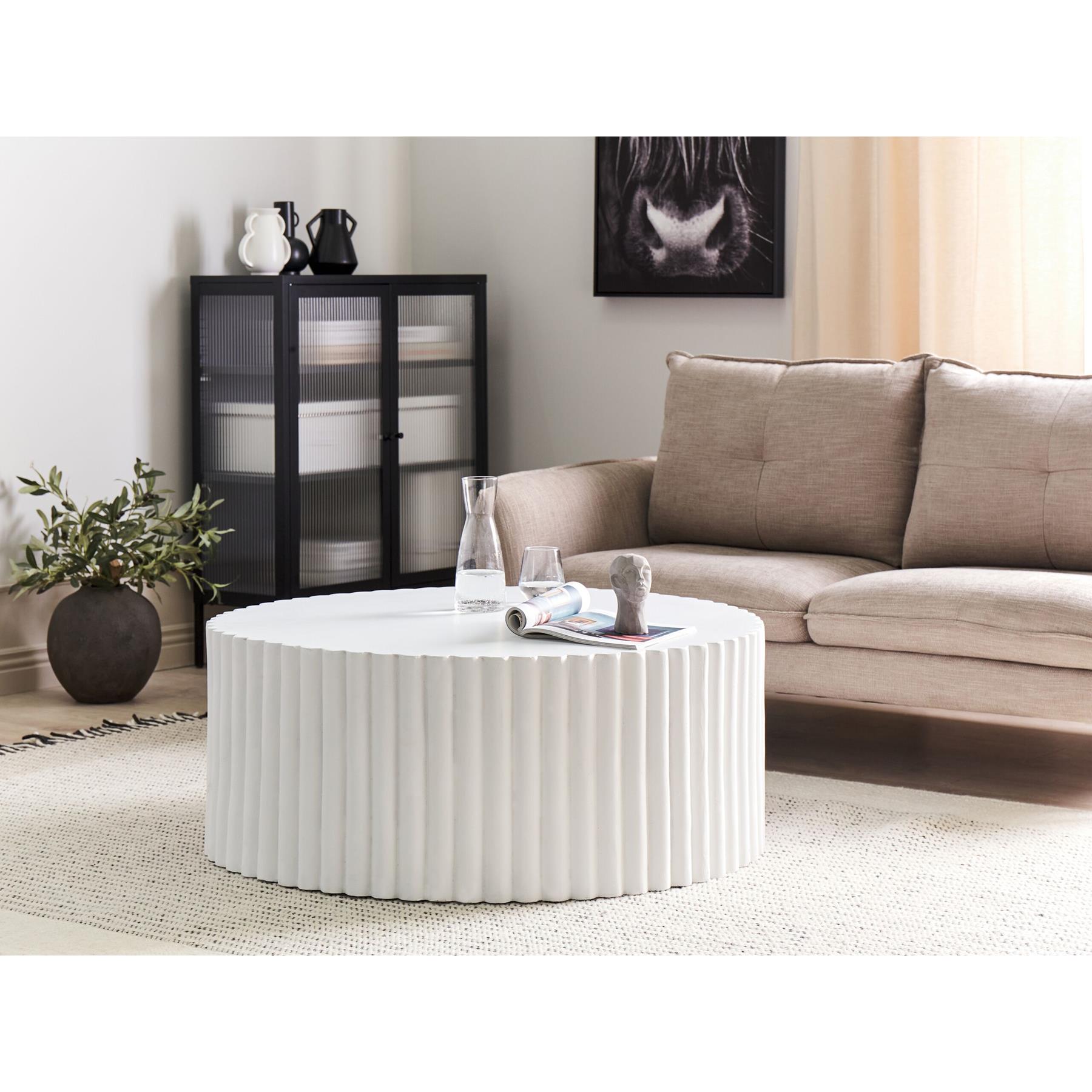 Beliani - POZZA - Salontafel - Wit - Lichtbeton