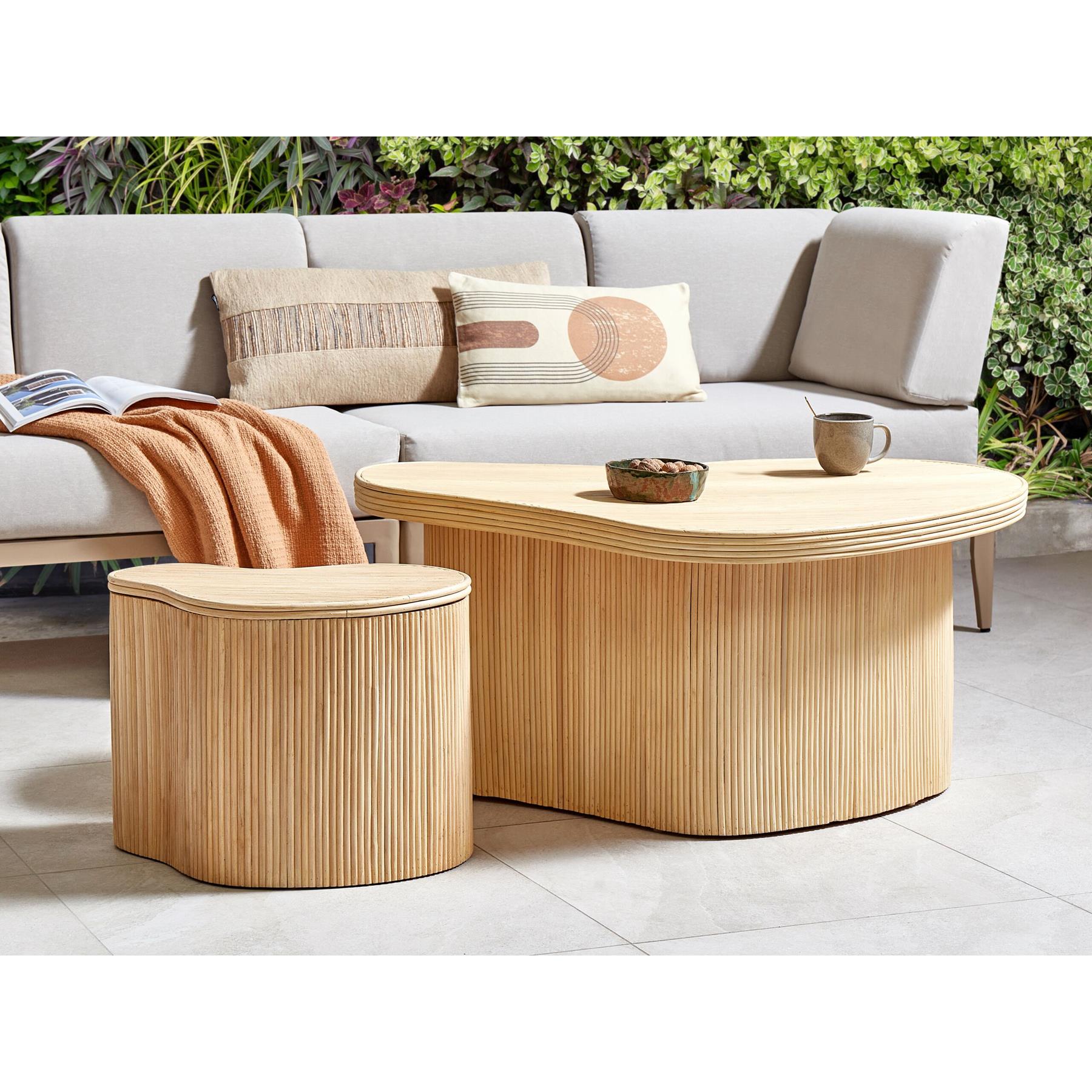 Beliani - SALANTI - Salontafel set - Natuurlijk - Rotan