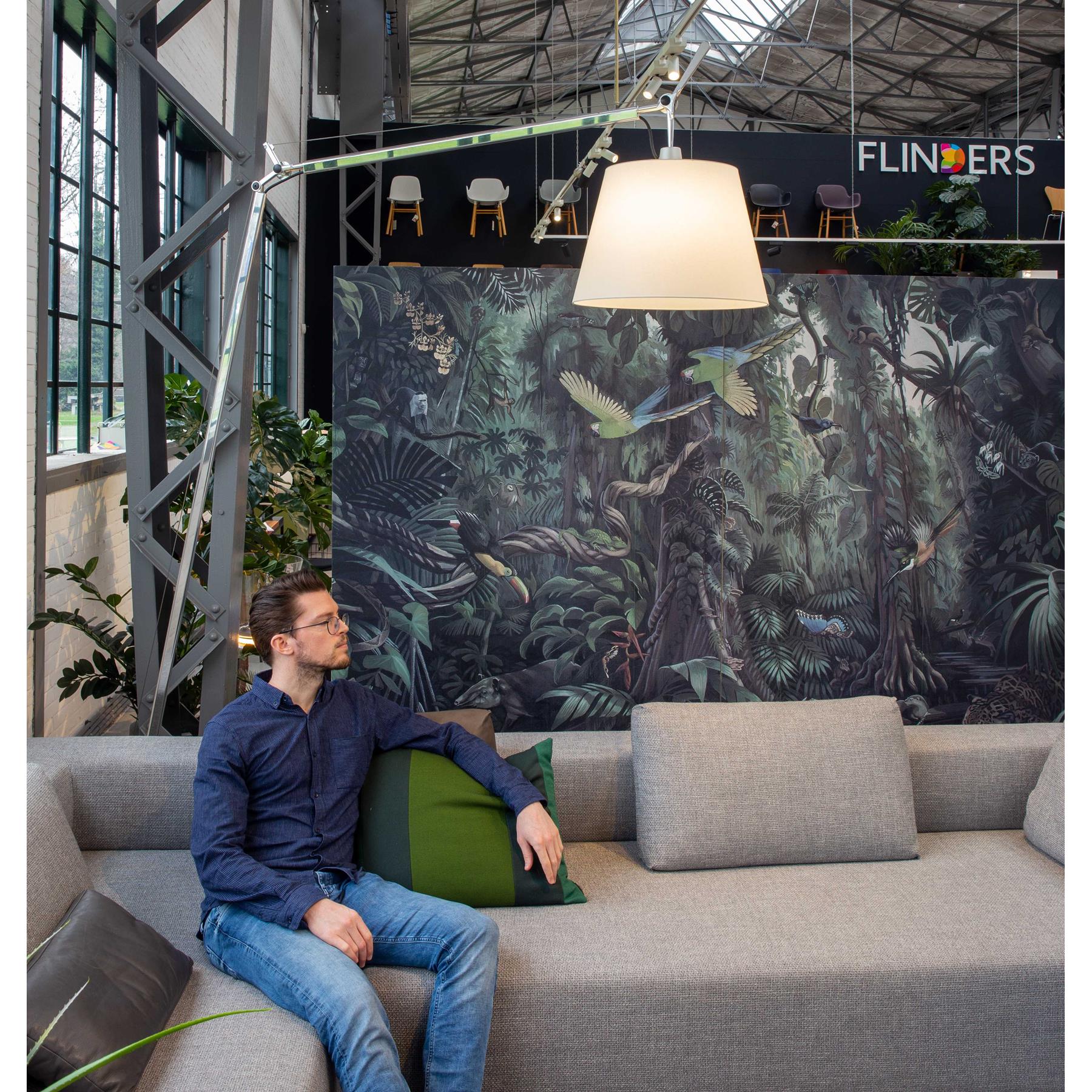 Artemide Tolomeo Mega Terra booglamp retrofit schakelaar alu grijs