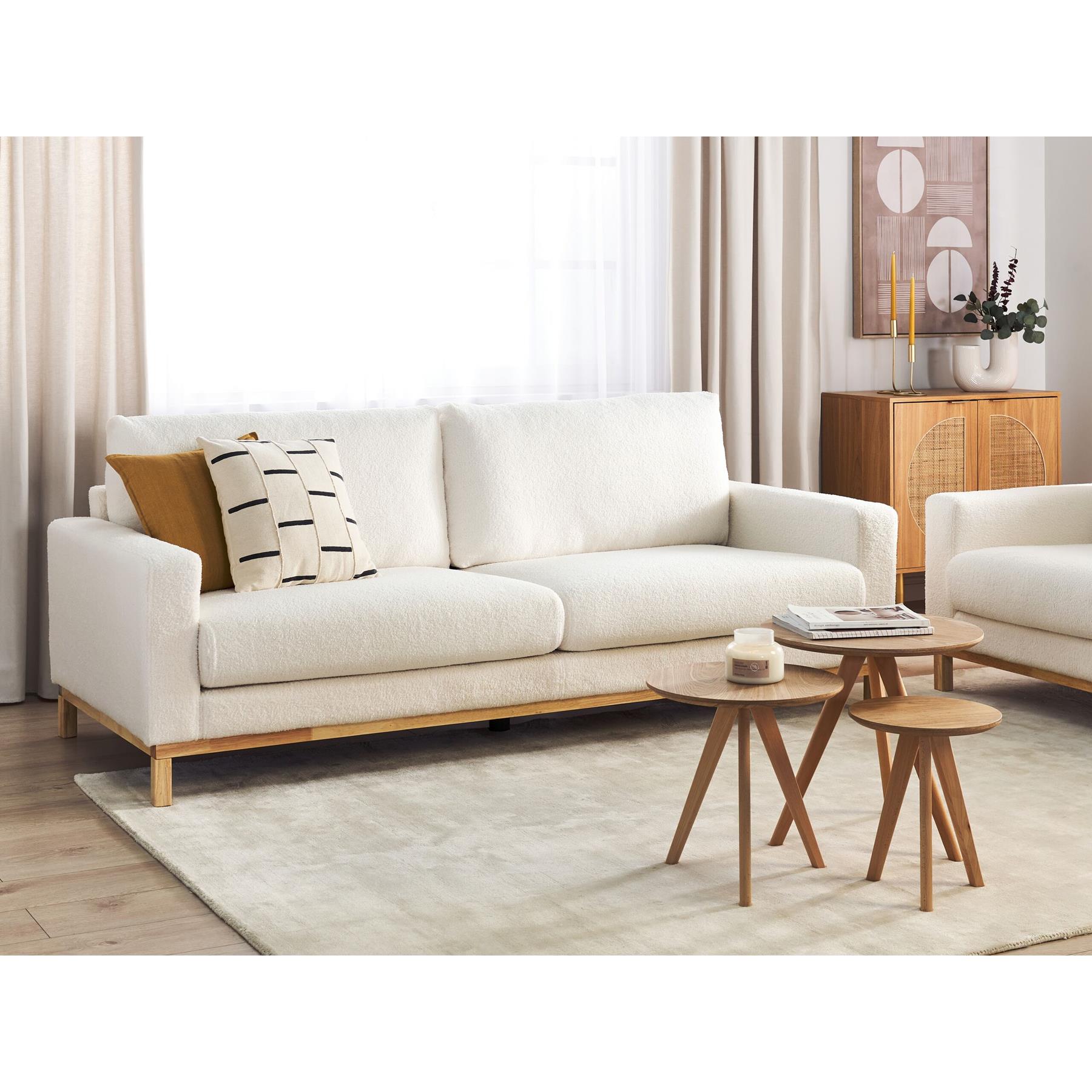 Beliani - SIGGARD - Driezitsbank - Wit - Bouclé