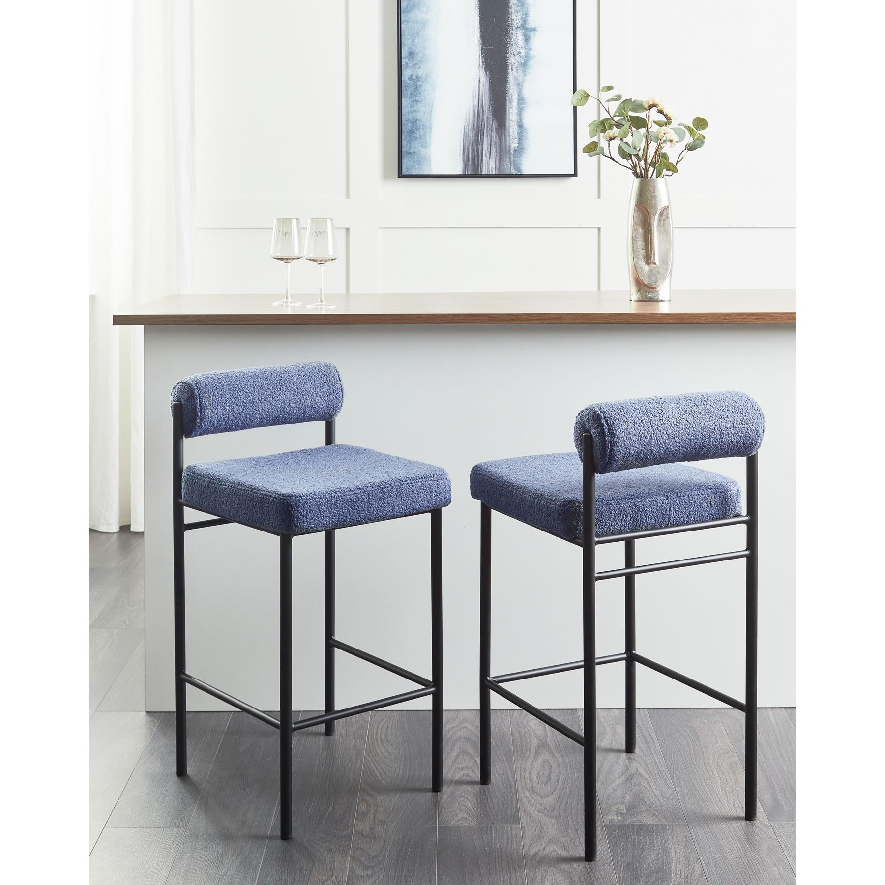 Beliani - AMAYA - Barkruk set van 2 - Blauw - Polyester
