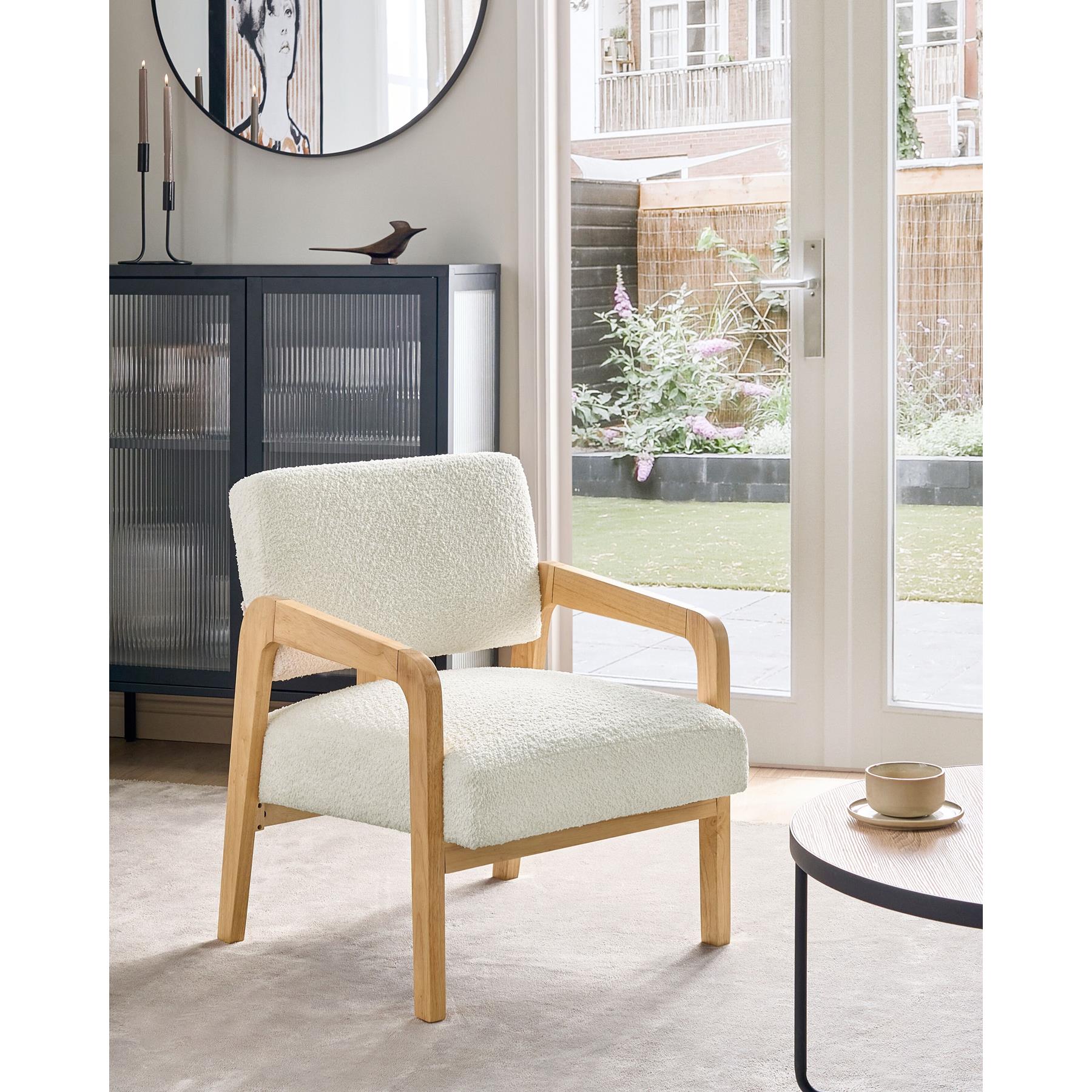 Beliani - HJO - Fauteuil - Wit - Bouclé
