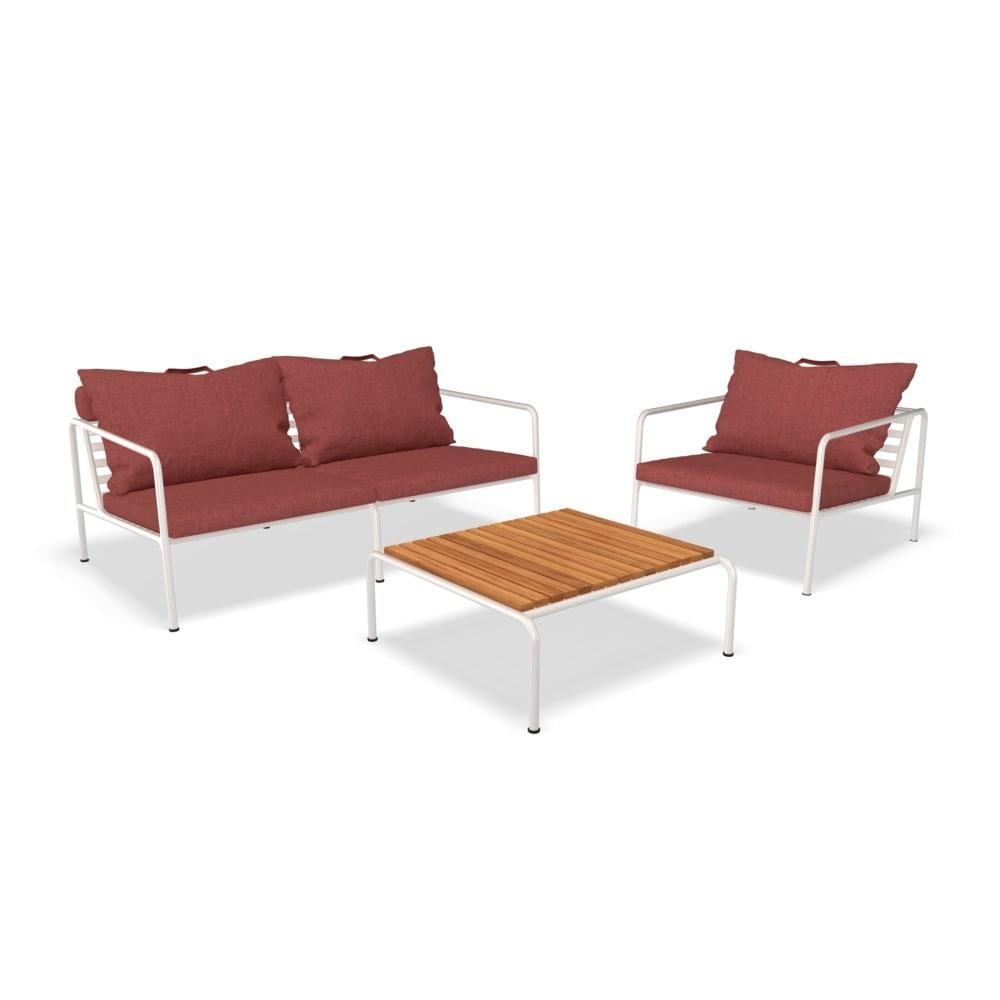 Houe Avon Ottoman voetenbank frame wit stof Moss