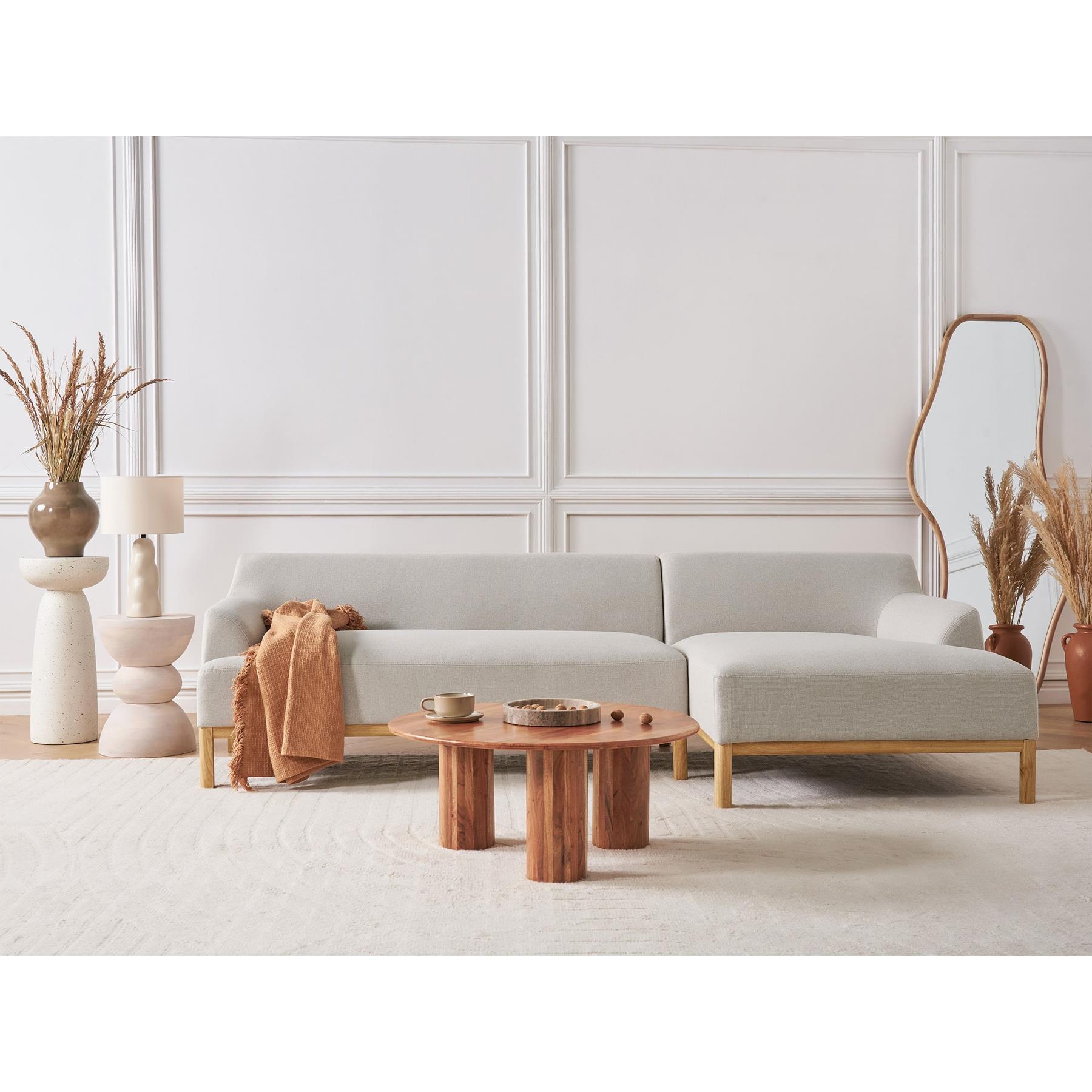 Beliani - SOSJO - Hoekbank - Lichtbeige - Linkszijdig - Polyester